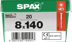 Spax Holzbauschrauben 8 x 140 mm T40 Teilgewinde - 20 Stk.