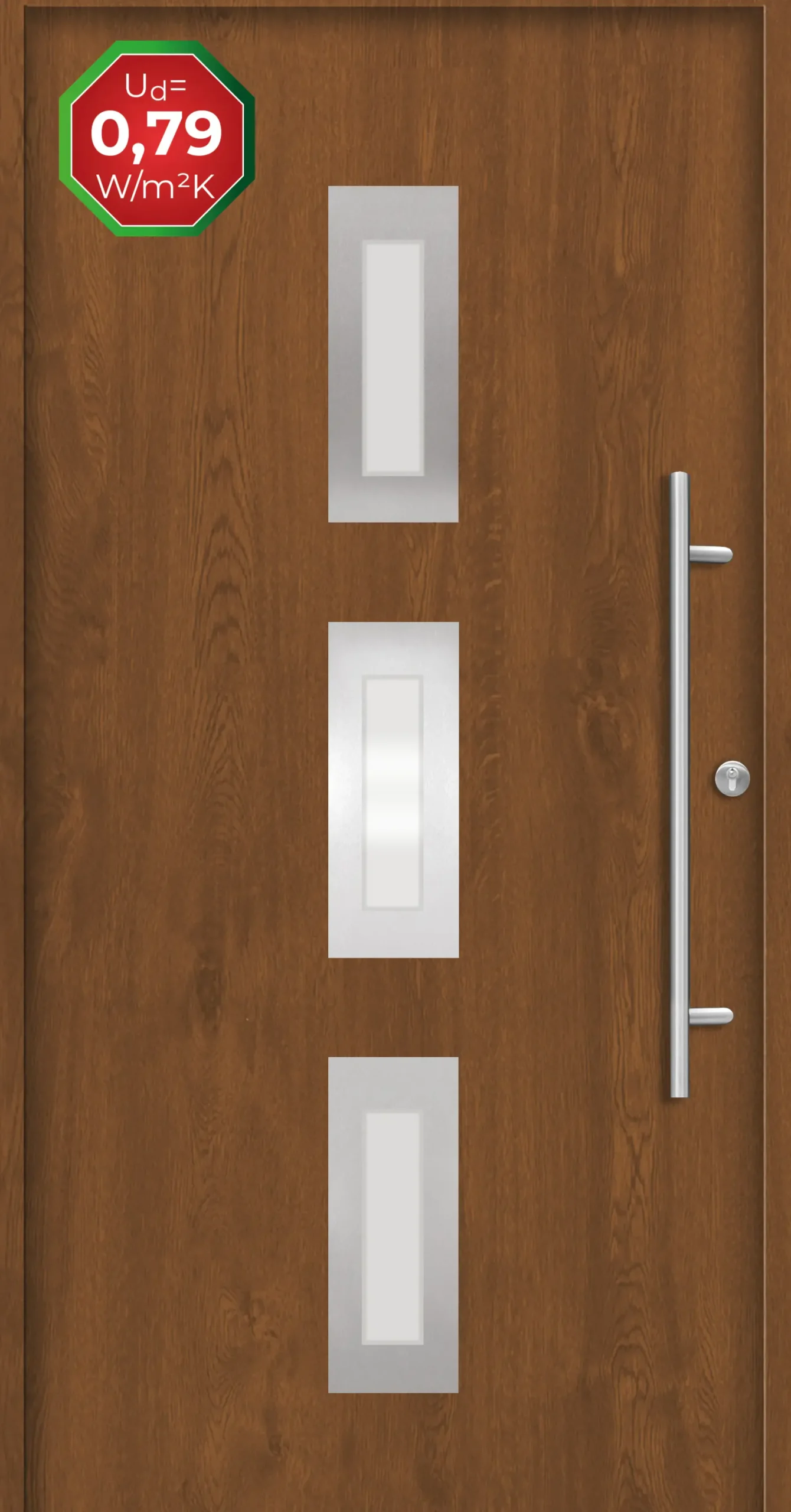 Splendoor Haustür Passivedoor Premium B02 Golden Oak DIN Rechts 100 x 210 cm