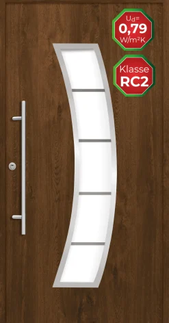Splendoor Haustür Passivedoor Premium P14 RC2 Nussbaum DIN Links 100 x 210 cm