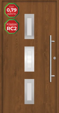 Splendoor Haustür Passivedoor Premium B02 RC2 Golden Oak DIN Rechts 100 x 210 cm