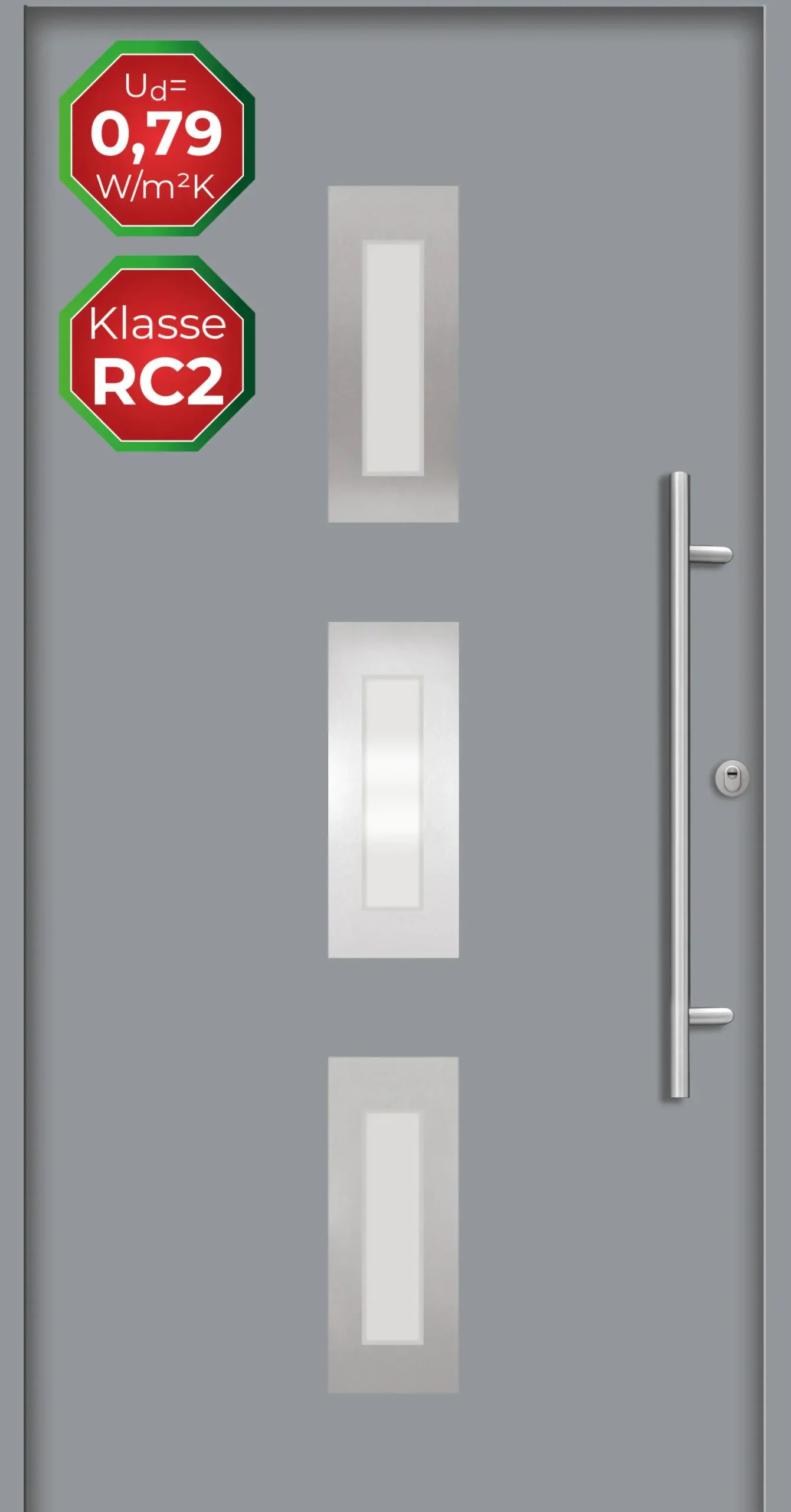 Splendoor Haustür Passivedoor Premium B02 RC2 Grau DIN Rechts 100 x 210 cm
