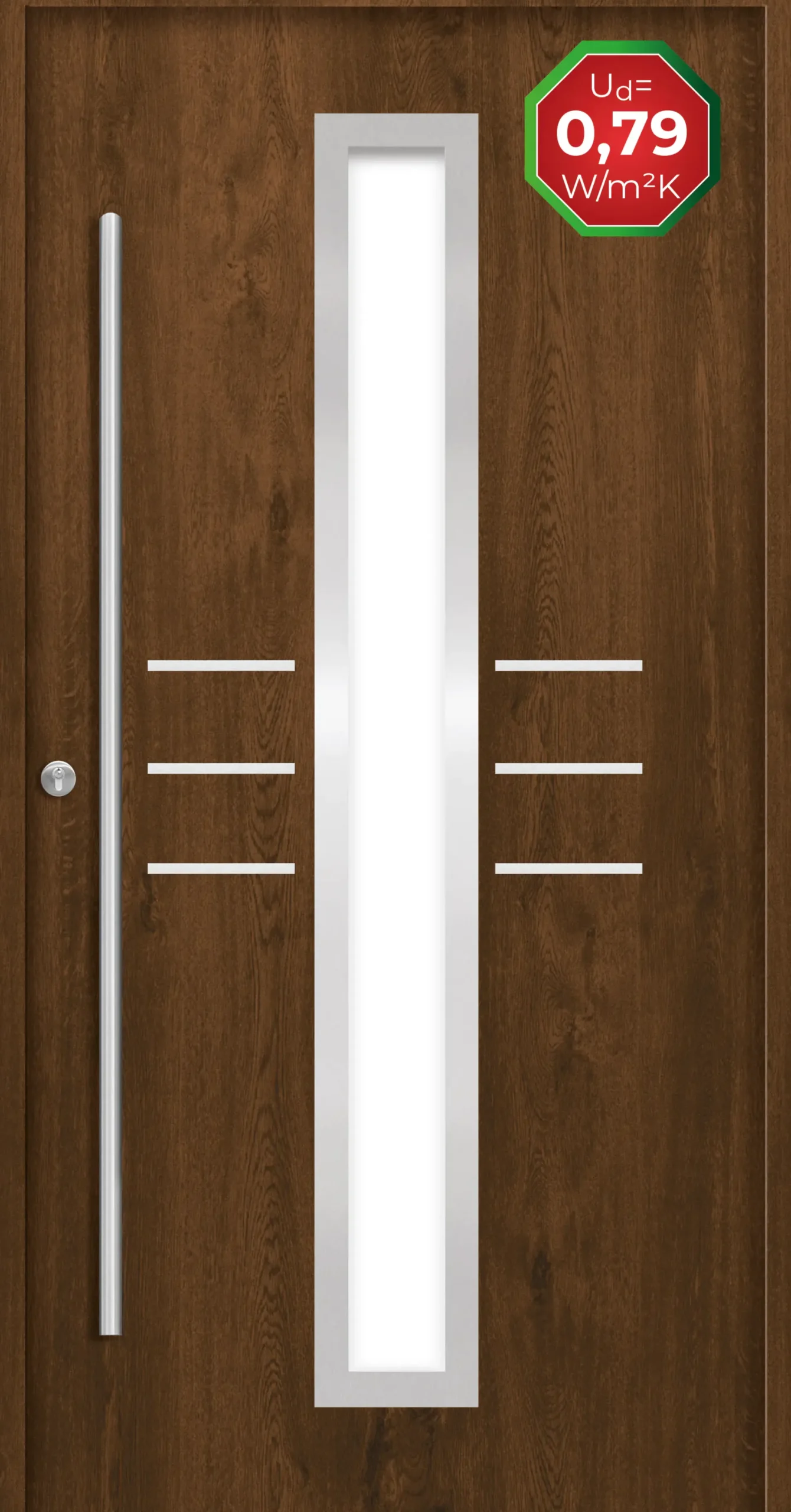 Splendoor Haustür Passivedoor Premium B07 Nussbaum DIN Links 110 x 210 cm