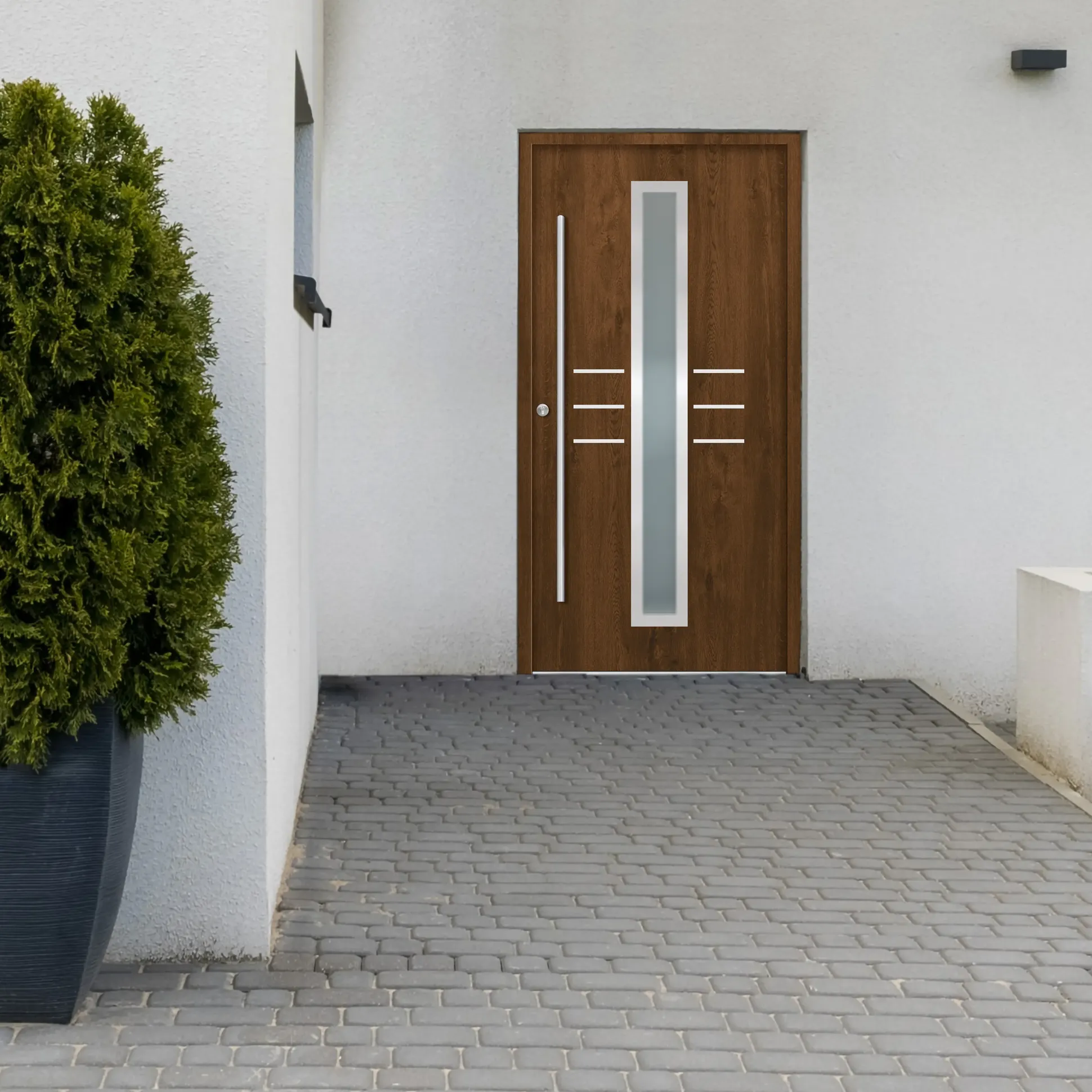 Splendoor Haustür Passivedoor Premium B07 Nussbaum DIN Links 110 x 210 cm
