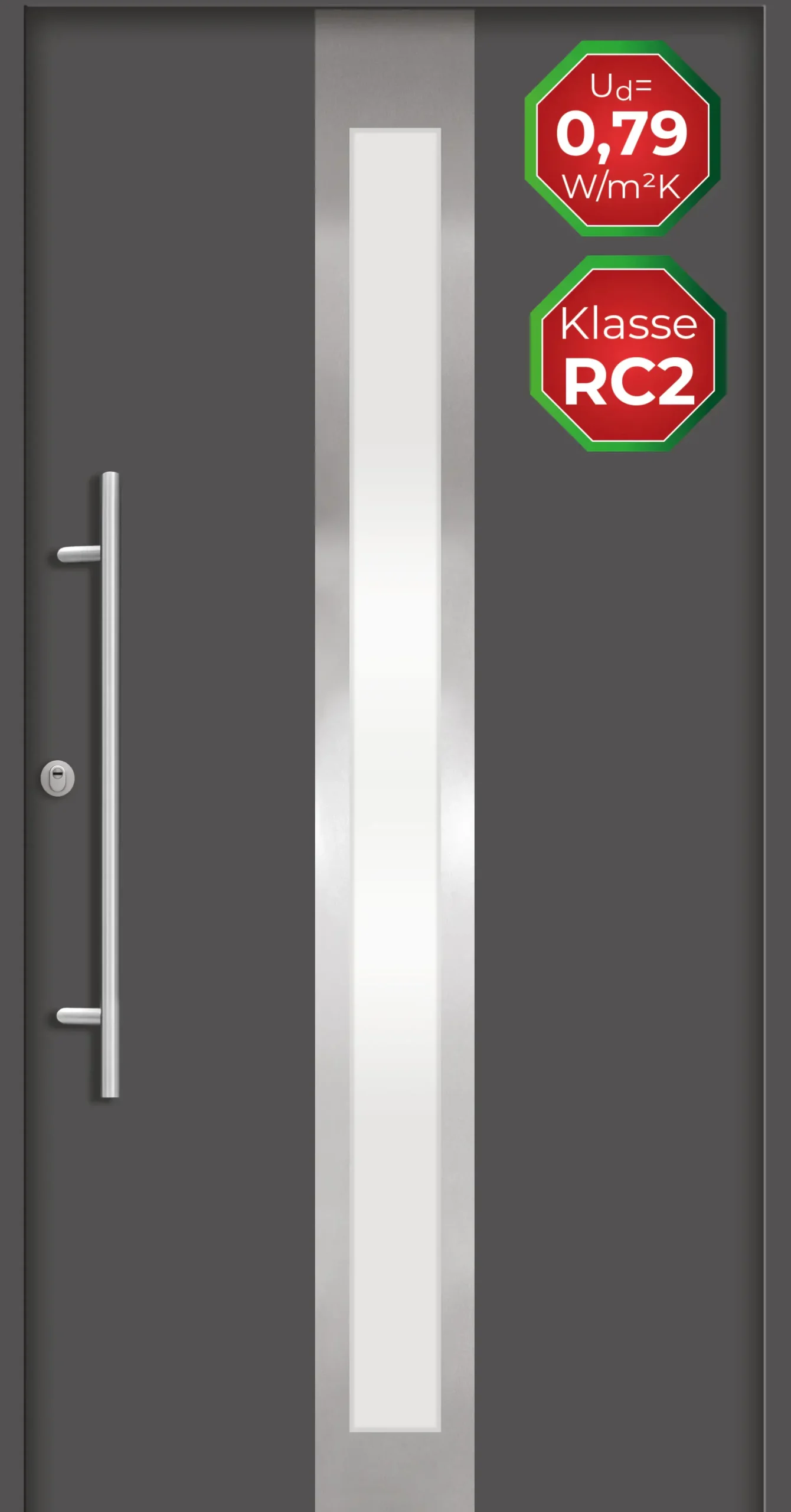 Splendoor Haustür Passivedoor Premium B01 RC2 Anthrazit DIN Links 110 x 210 cm