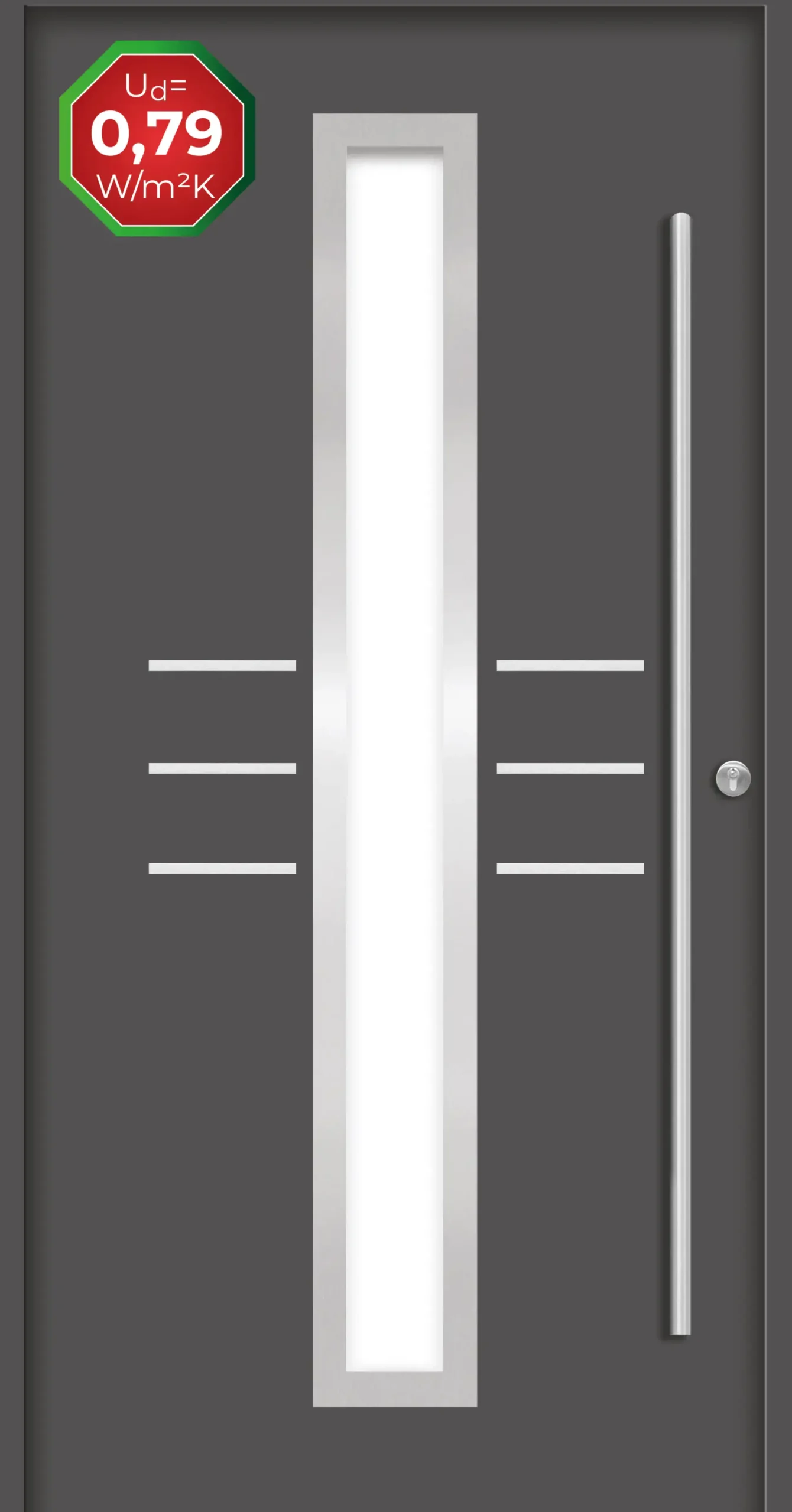 Splendoor Haustür Passivedoor Premium B07 Anthrazit DIN Rechts 110 x 210 cm