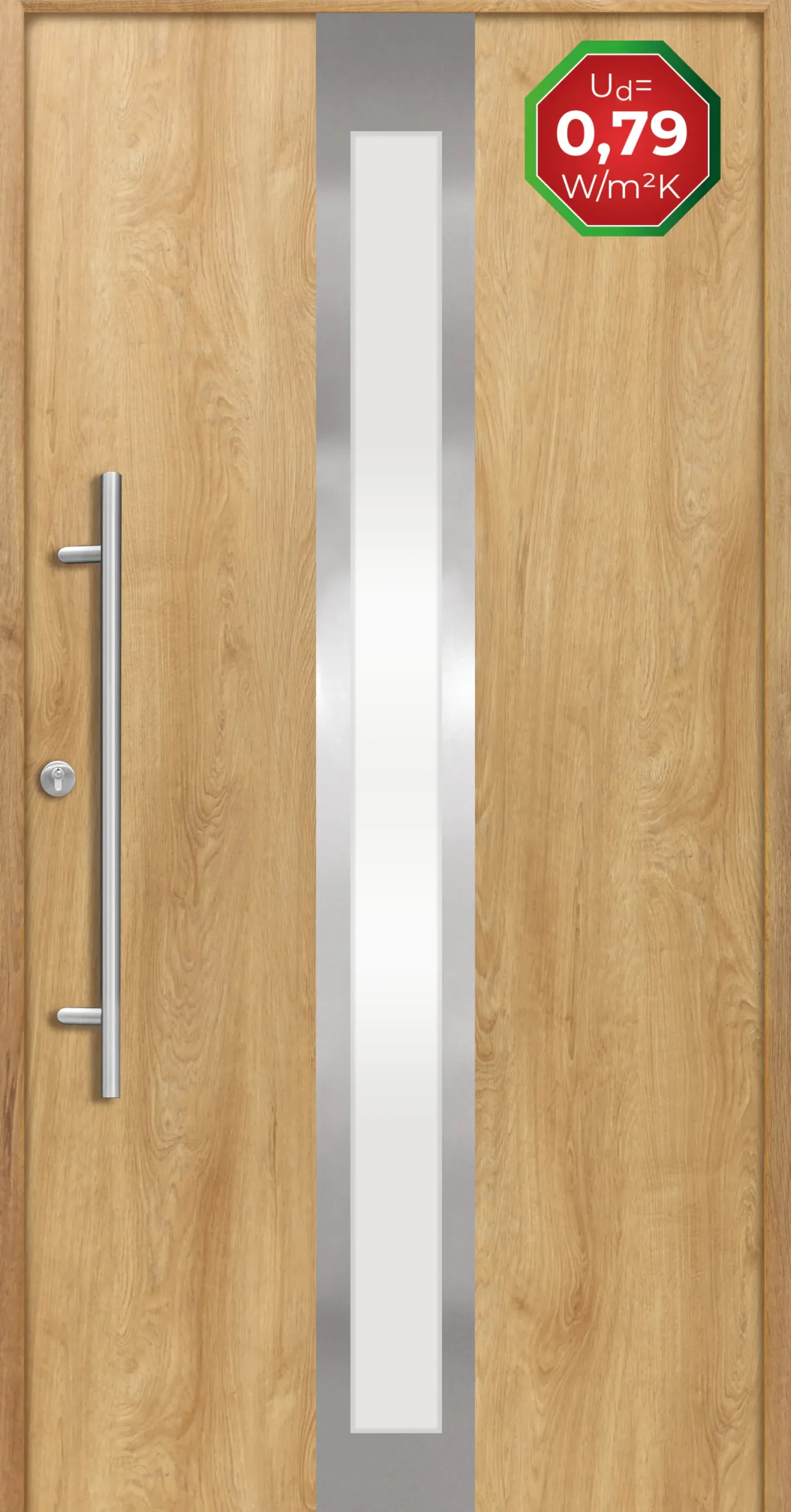 Splendoor Haustür Passivedoor Premium B01 Eiche Natur DIN Links 110 x 210 cm
