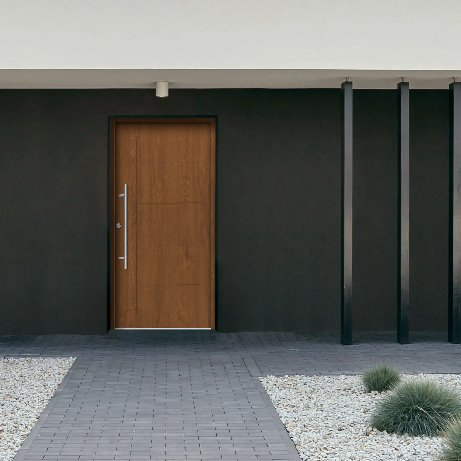Splendoor Haustür Passivedoor Premium H1 Golden Oak DIN Links 110 x 210 cm