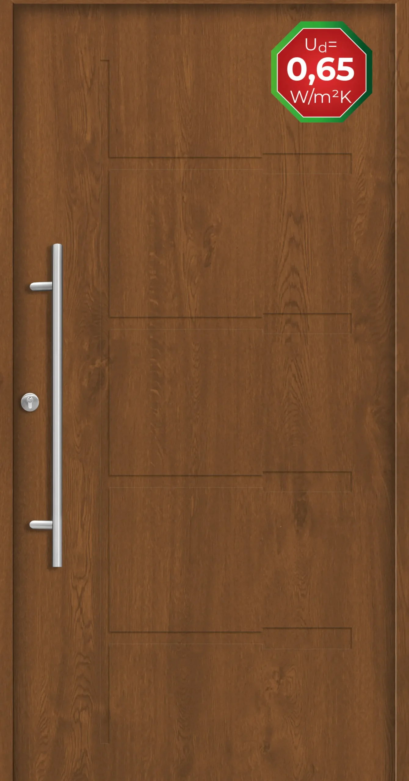 Splendoor Haustür Passivedoor Premium H1 Golden Oak DIN Links 110 x 210 cm
