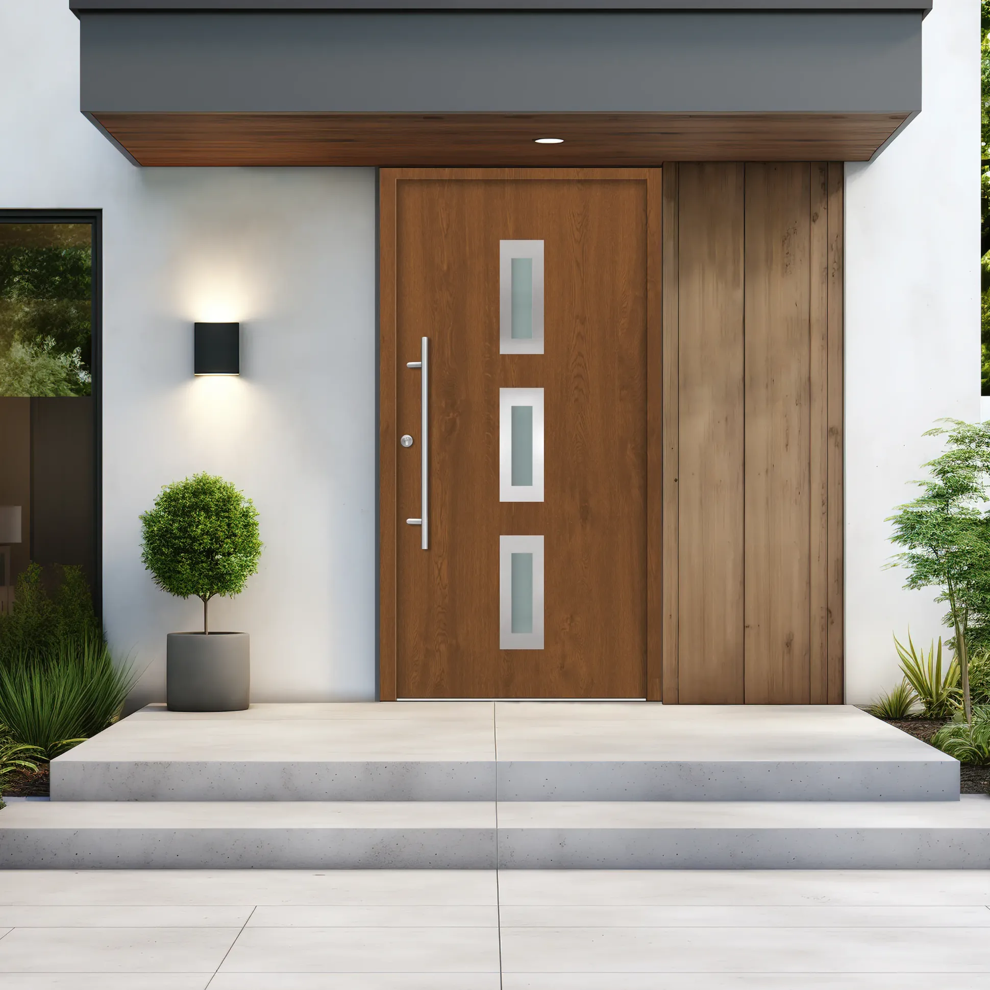 Splendoor Haustür Passivedoor Premium B02 Golden Oak DIN Links 110 x 210 cm