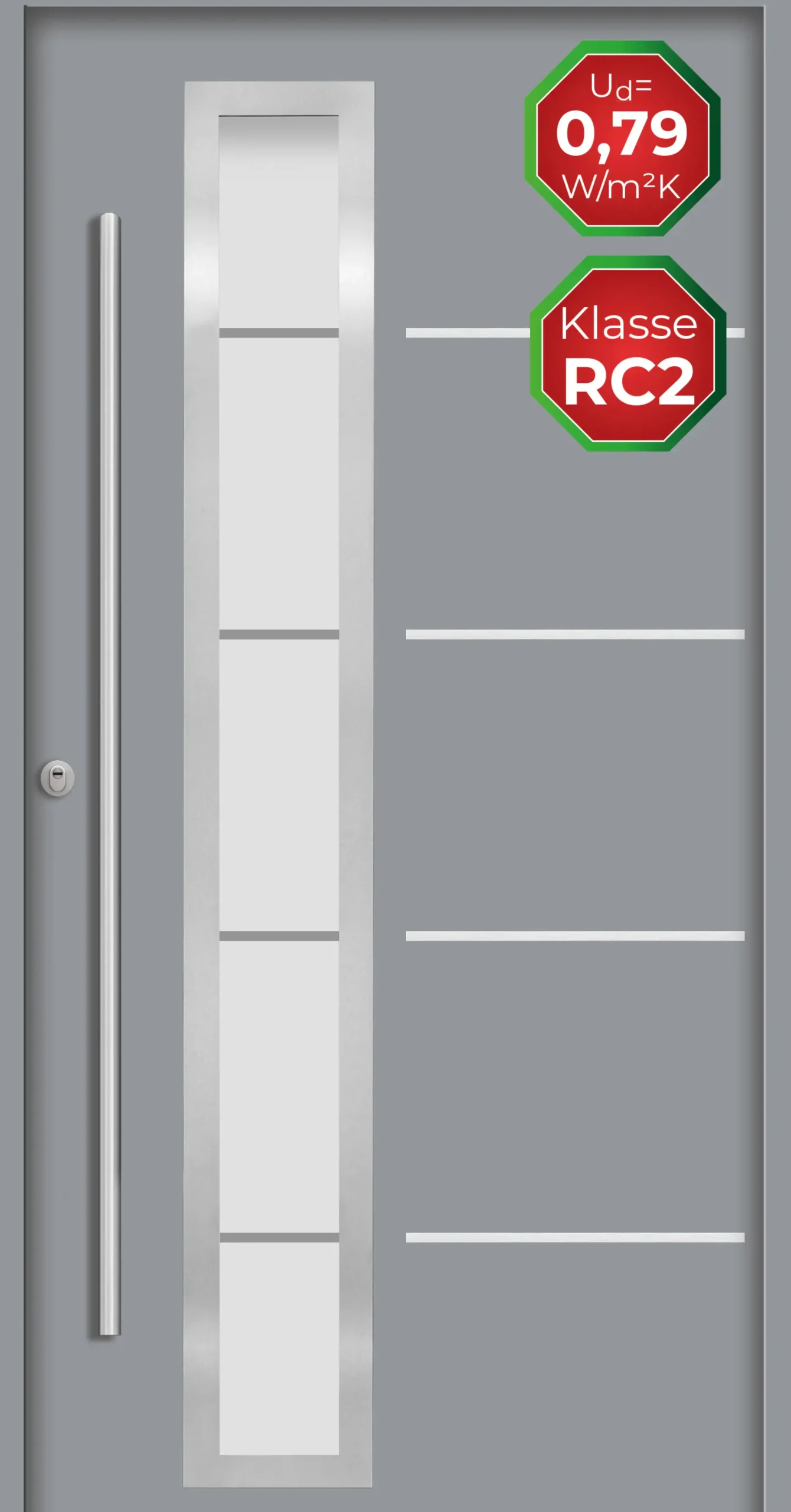 Splendoor Haustür Passivedoor Premium B06 RC2 Grau DIN Links 110 x 210 cm