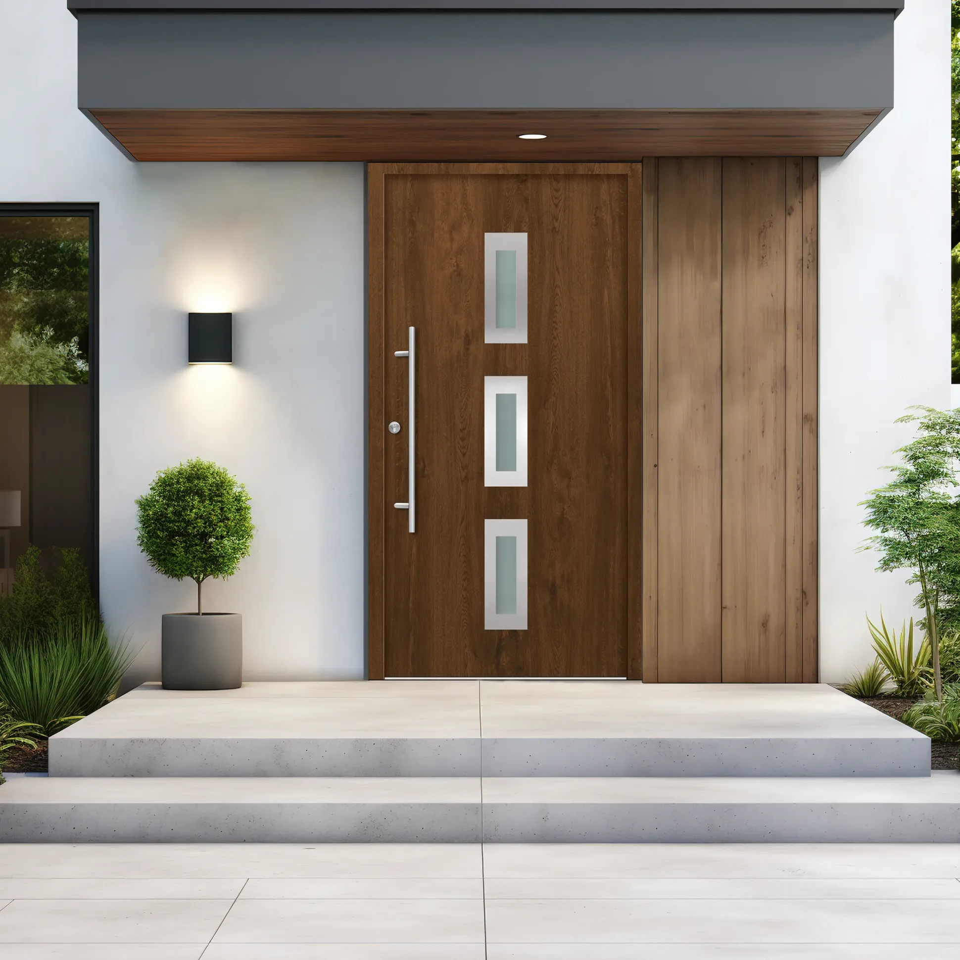 Splendoor Haustür Passivedoor Premium B02 Nussbaum DIN Links 100 x 210 cm