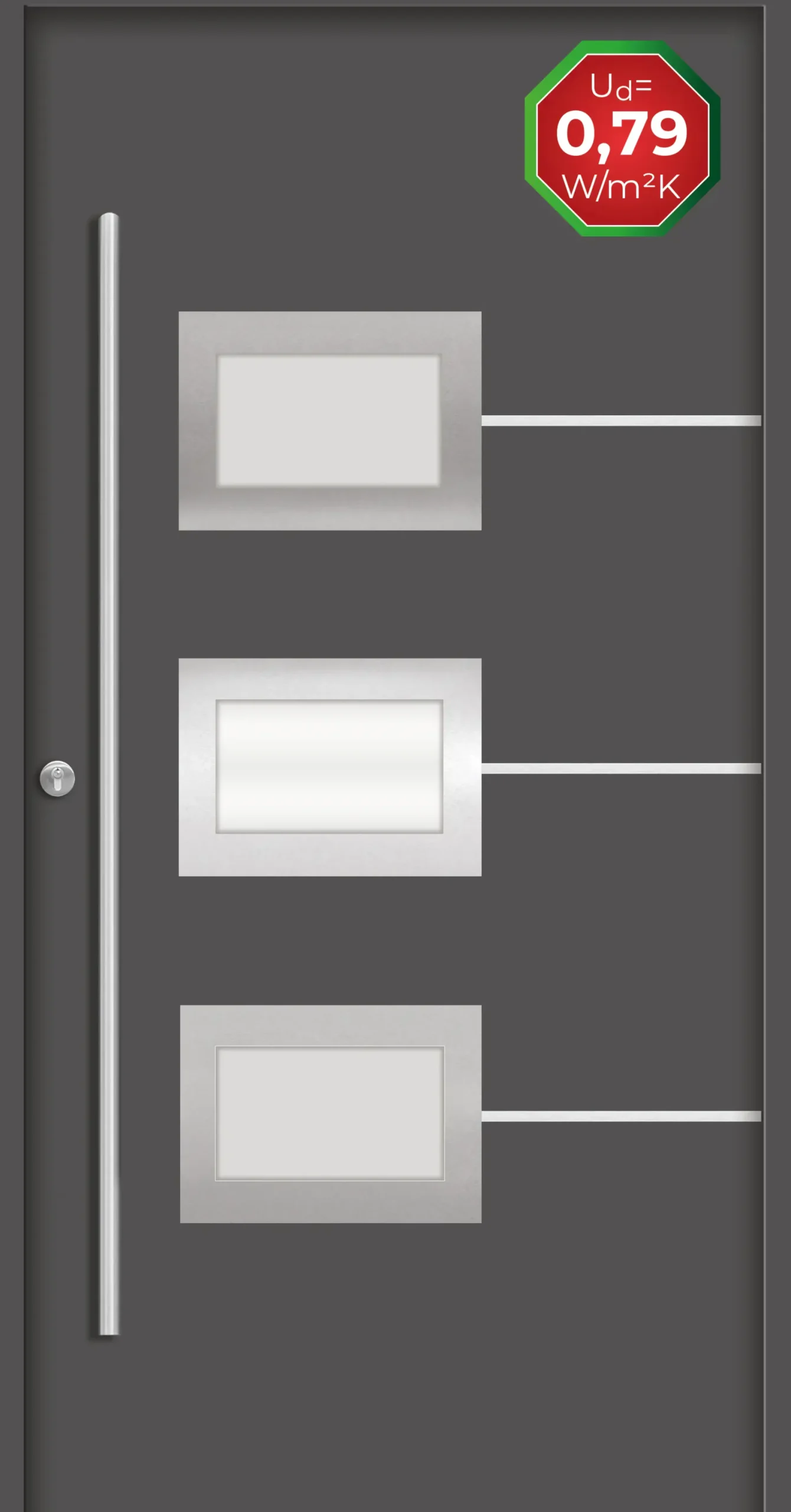 Splendoor Haustür Passivedoor Premium B03 Anthrazit DIN Links 100 x 210 cm