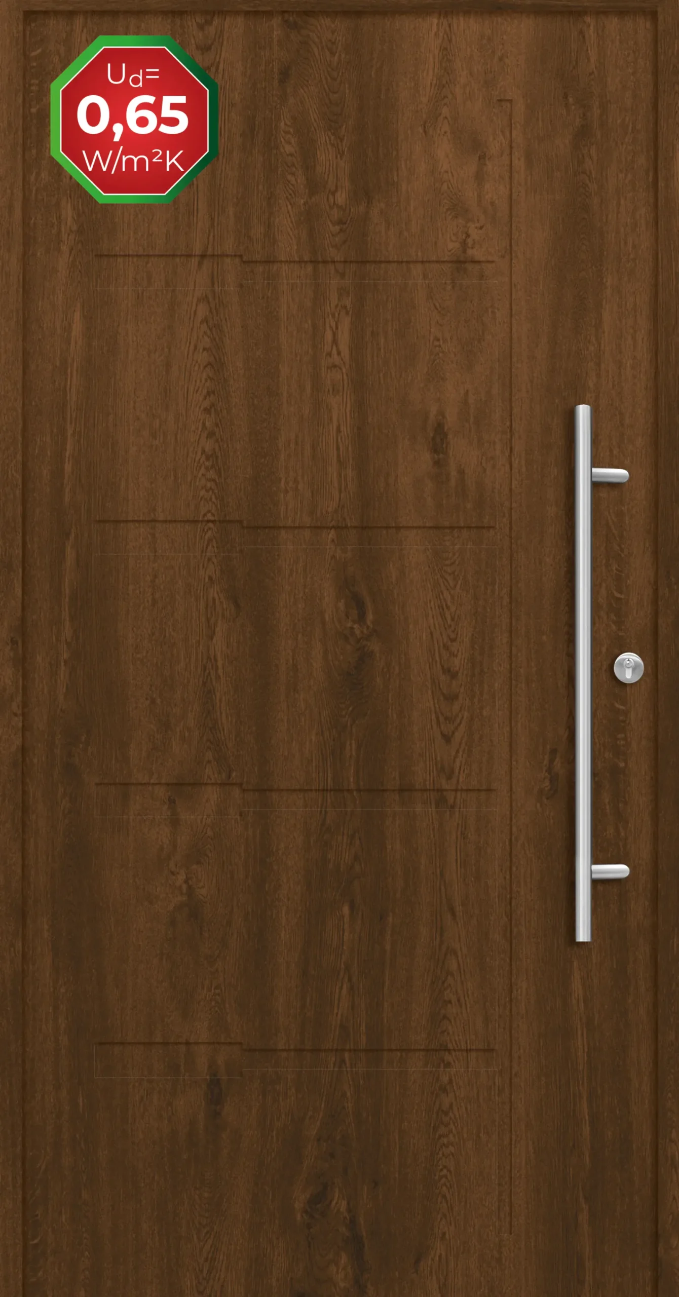 Splendoor Haustür Passivedoor Premium H1 Nussbaum DIN Rechts 110 x 210 cm