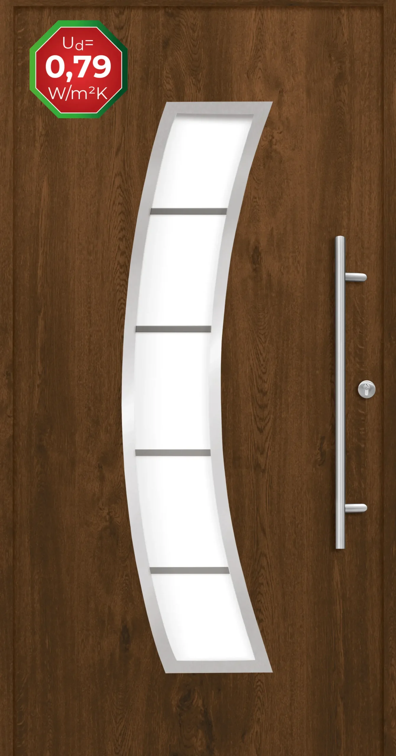 Splendoor Haustür Passivedoor Premium P14 Nussbaum DIN Rechts 110 x 210 cm