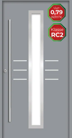 Splendoor Haustür Passivedoor Premium B07 RC2 Grau DIN Links 110 x 210 cm