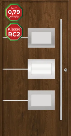 Splendoor Haustür Passivedoor Premium B03 RC2 Nussbaum DIN Rechts 110 x 210 cm