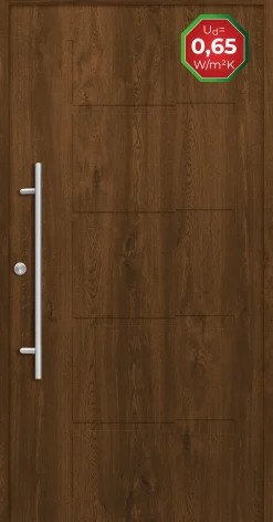 Splendoor Haustür Passivedoor Premium H1 Nussbaum DIN Links 110 x 210 cm