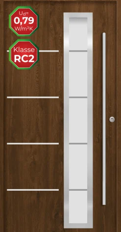 Splendoor Haustür Passivedoor Premium B06 RC2 Nussbaum DIN Rechts 100 x 210 cm