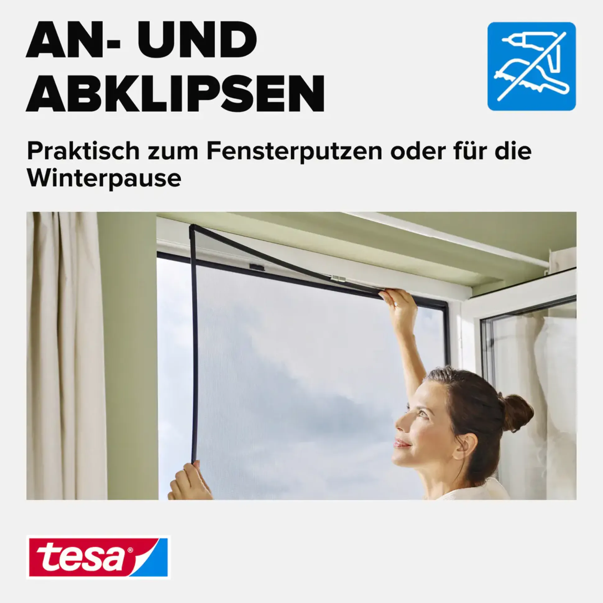 tesa Anklipsrahmen Fliegengitter 120 x 140 cm anthrazit