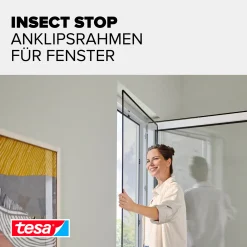 tesa Anklipsrahmen Fliegengitter 120 x 140 cm anthrazit