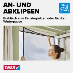 tesa Anklipsrahmen Fliegengitter 100 x 120 cm anthrazit