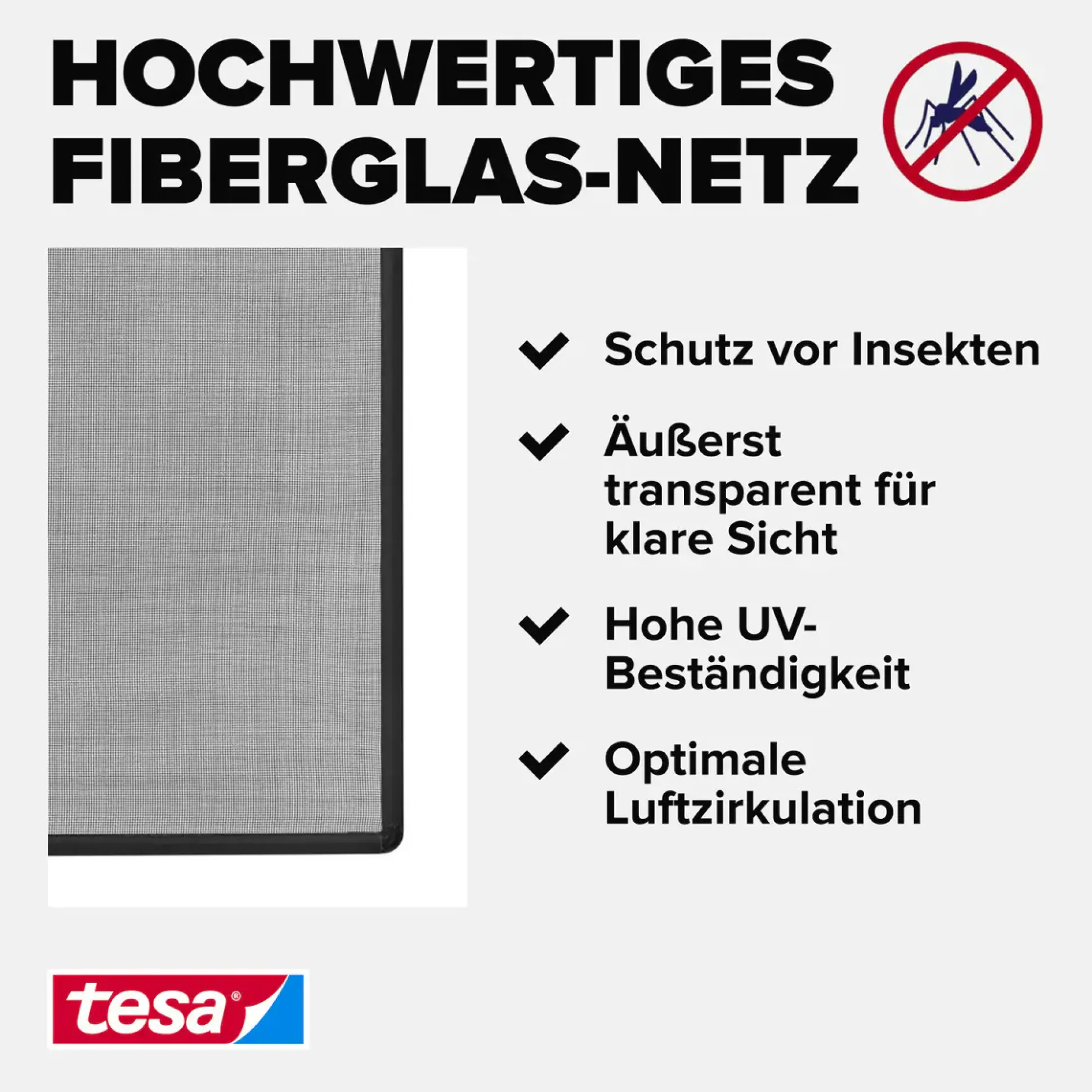 tesa Anklipsrahmen Fliegengitter 100 x 120 cm anthrazit