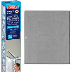 tesa Anklipsrahmen Fliegengitter 100 x 120 cm anthrazit