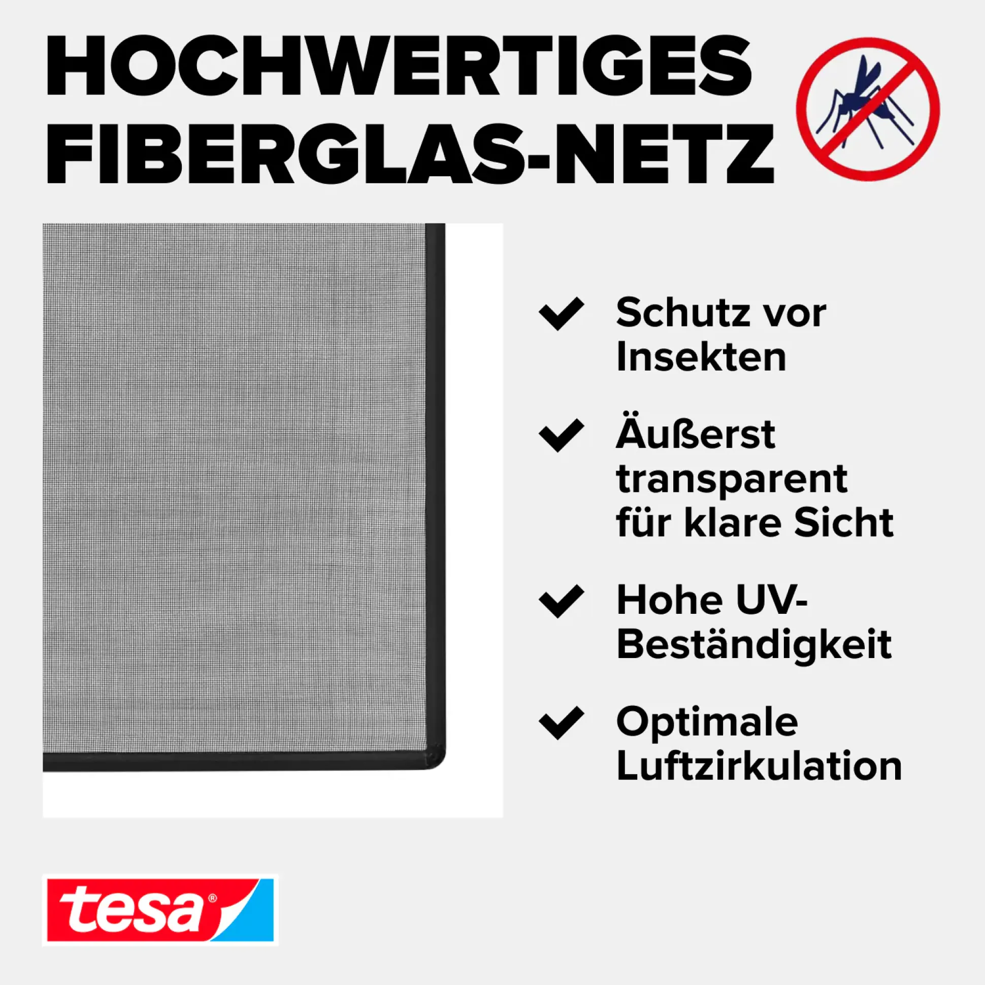 tesa Anklipsrahmen Fliegengitter 100 x 120 cm anthrazit