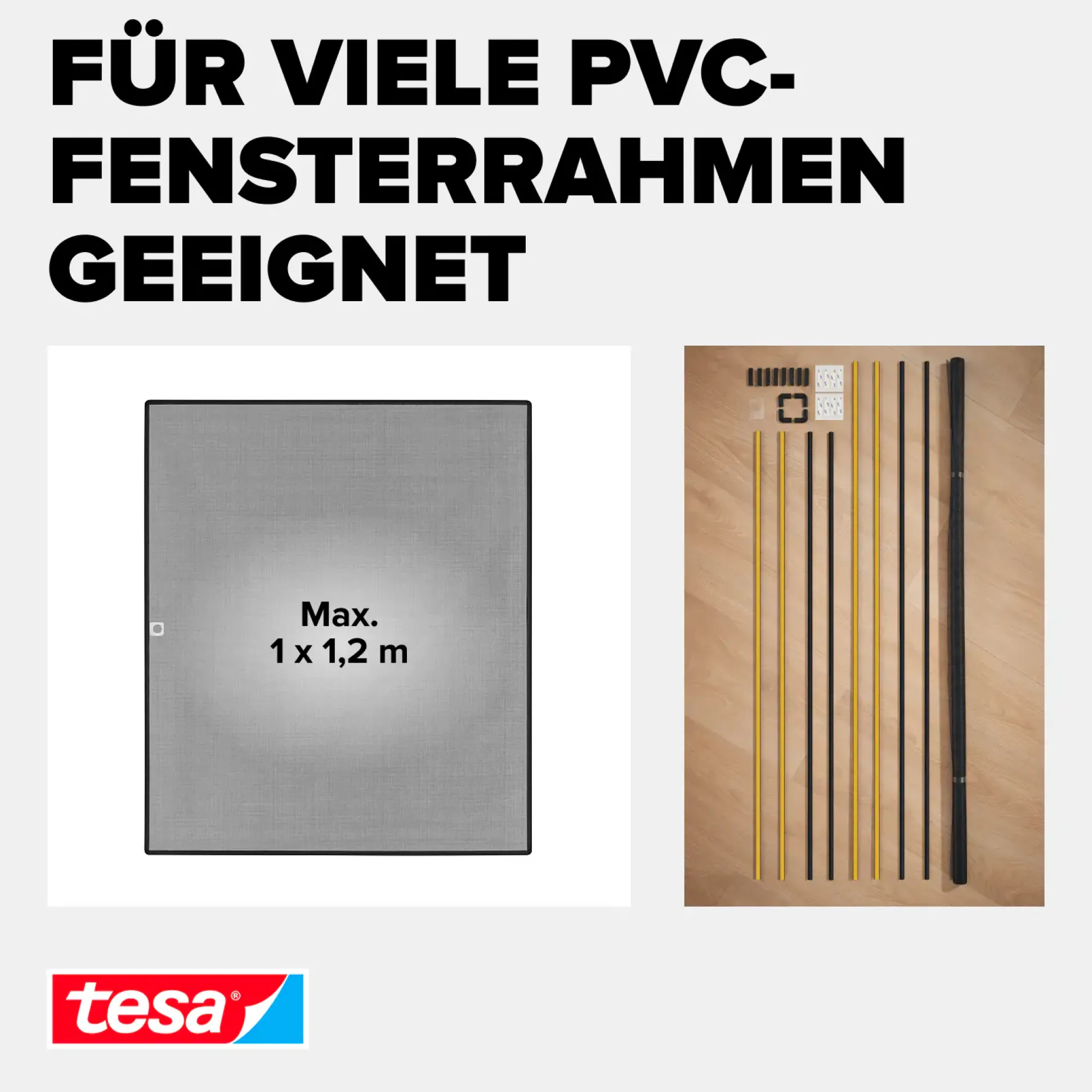 tesa Anklipsrahmen Fliegengitter 100 x 120 cm anthrazit