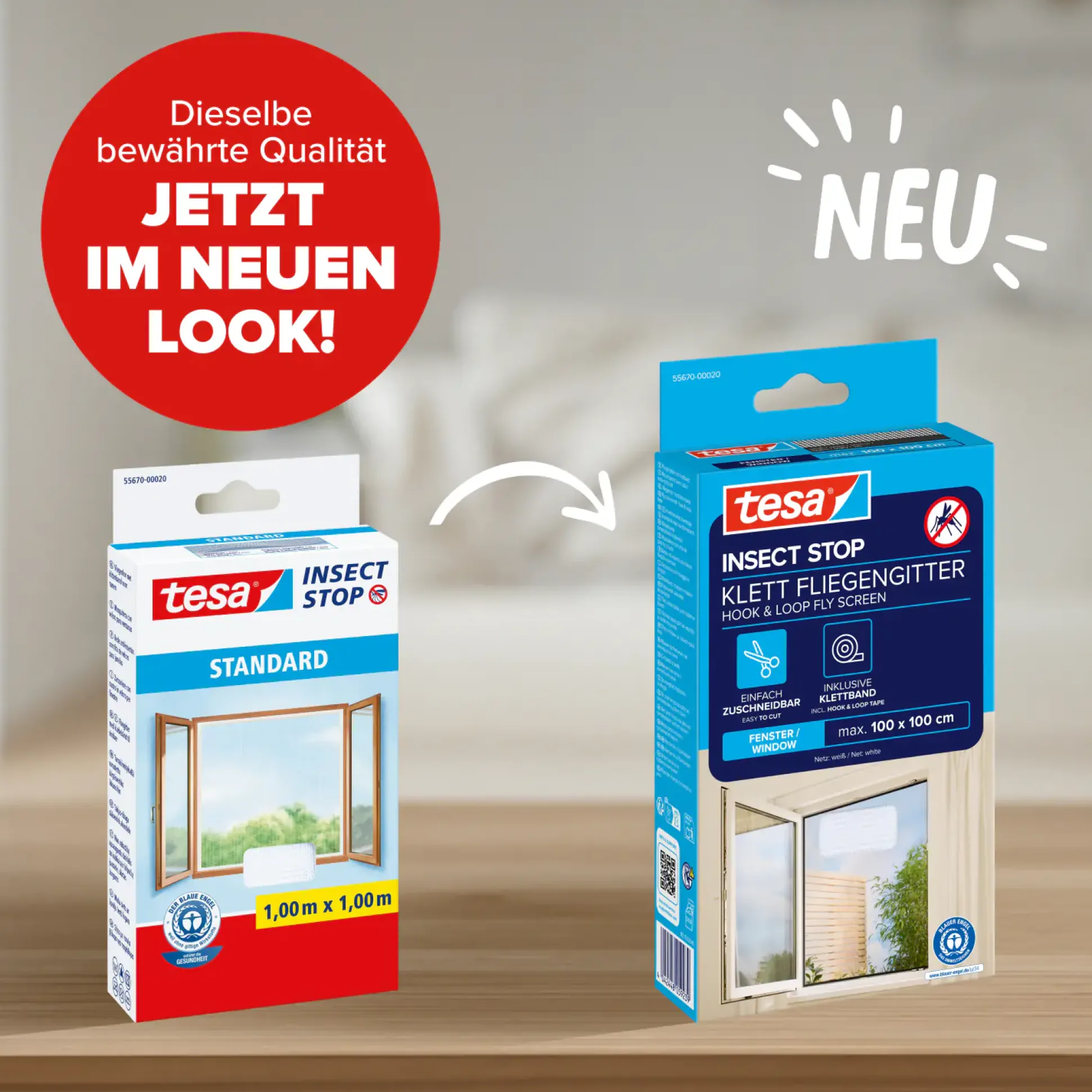 tesa Fliegengitter 100 x 100 cm weiß individuell kürzbar