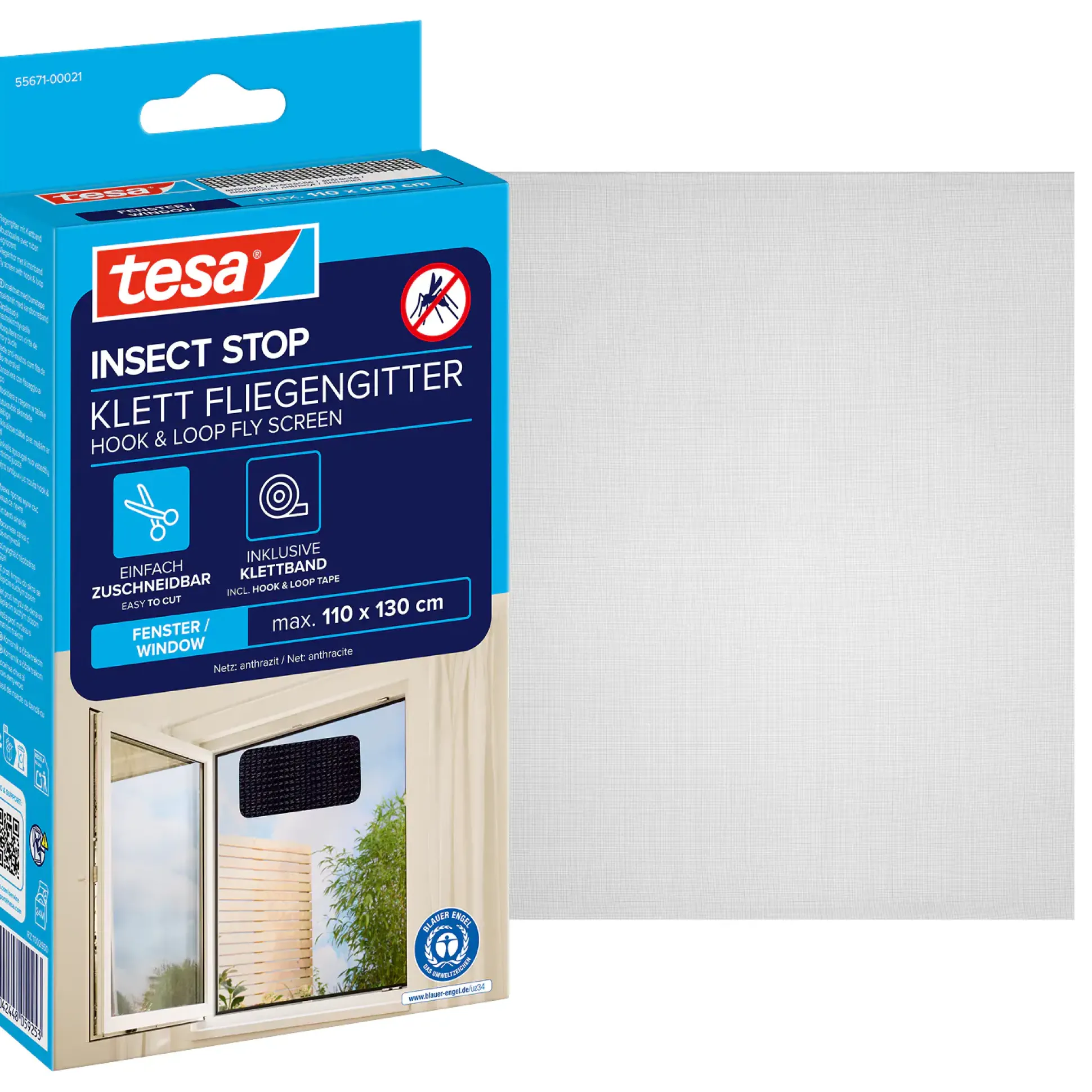 tesa Fliegengitter 110 x 130 cm anthrazit individuell kürzbar