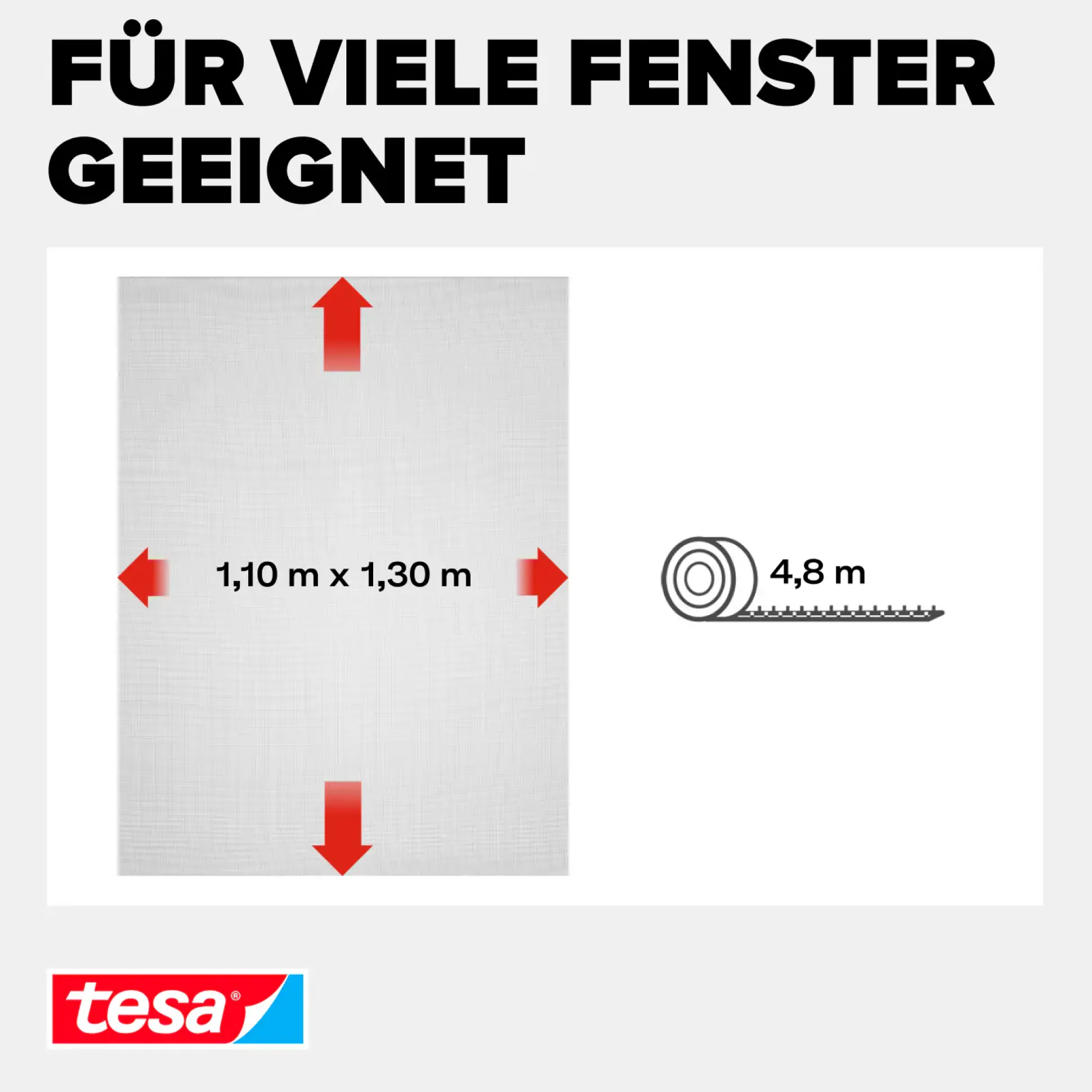 tesa Fliegengitter 110 x 130 cm anthrazit individuell kürzbar