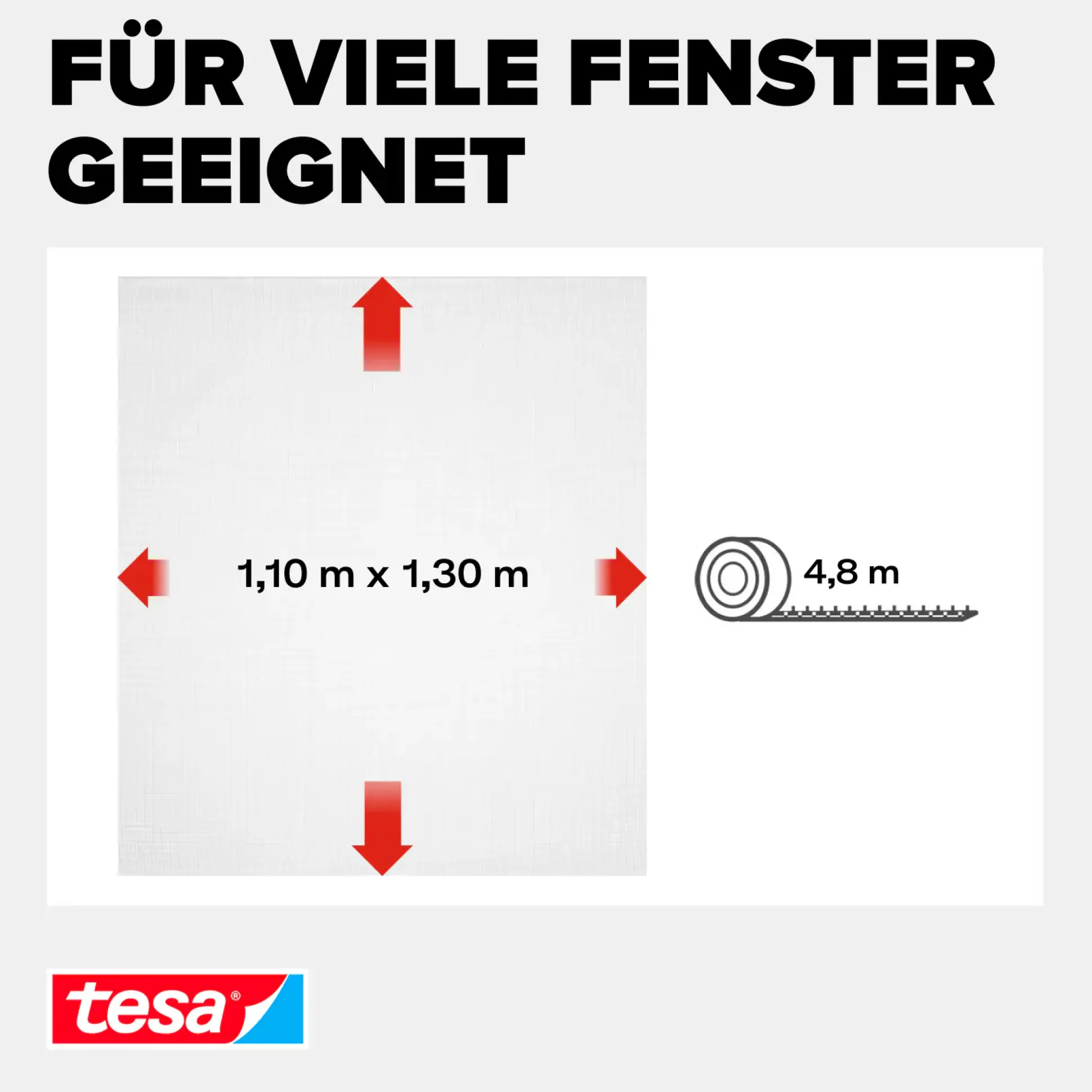 tesa Fliegengitter 110 x 130 cm weiß individuell kürzbar