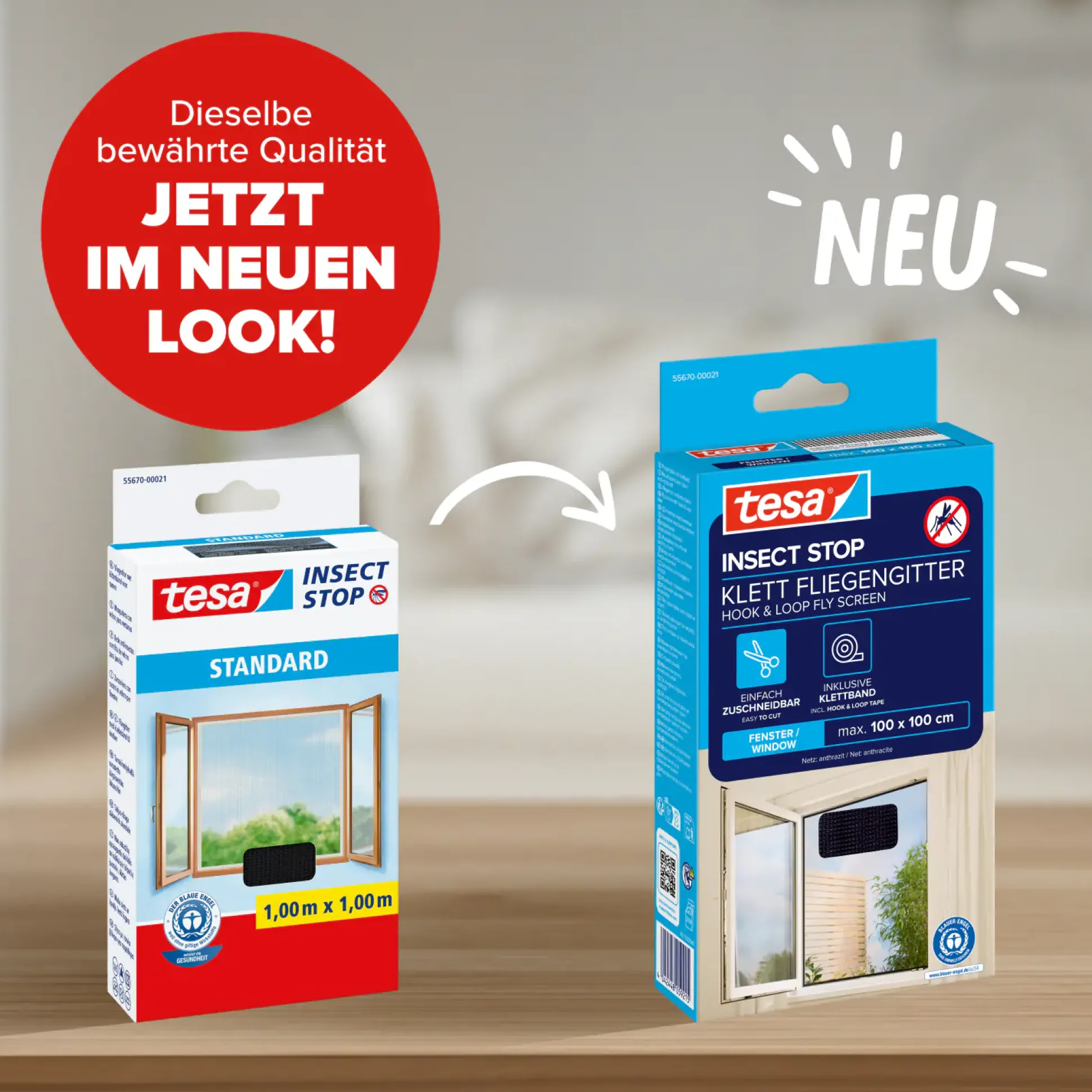 tesa Fliegengitter 100 x 100 cm anthrazit individuell kürzbar