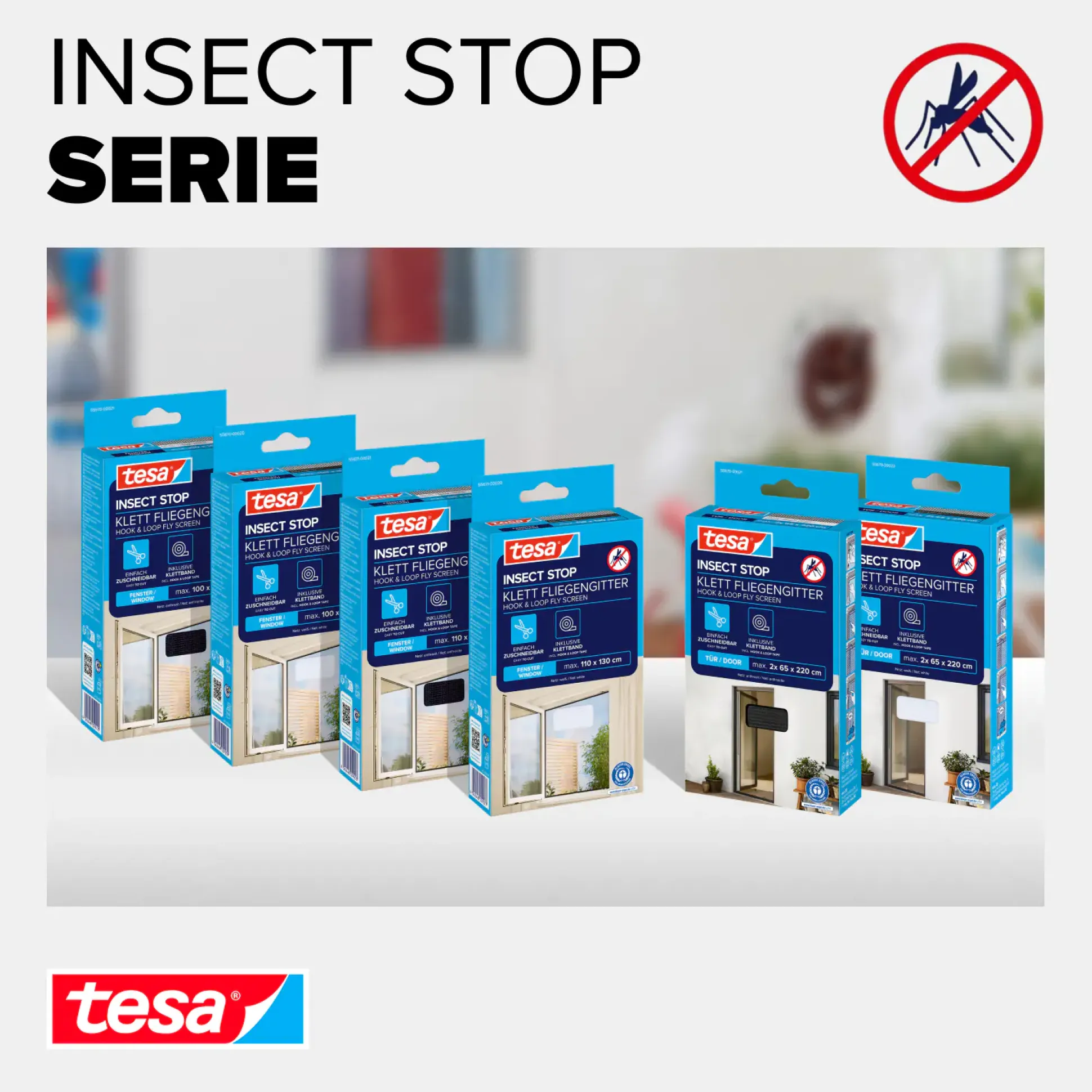 tesa Fliegengitter 100 x 100 cm anthrazit individuell kürzbar