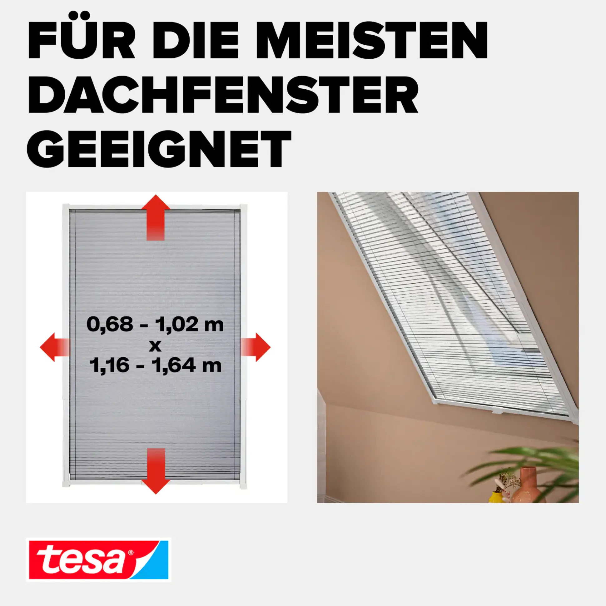 tesa Fliegengitter Alu-Dachfenster Plissee 114 x 160 cm anthrazit