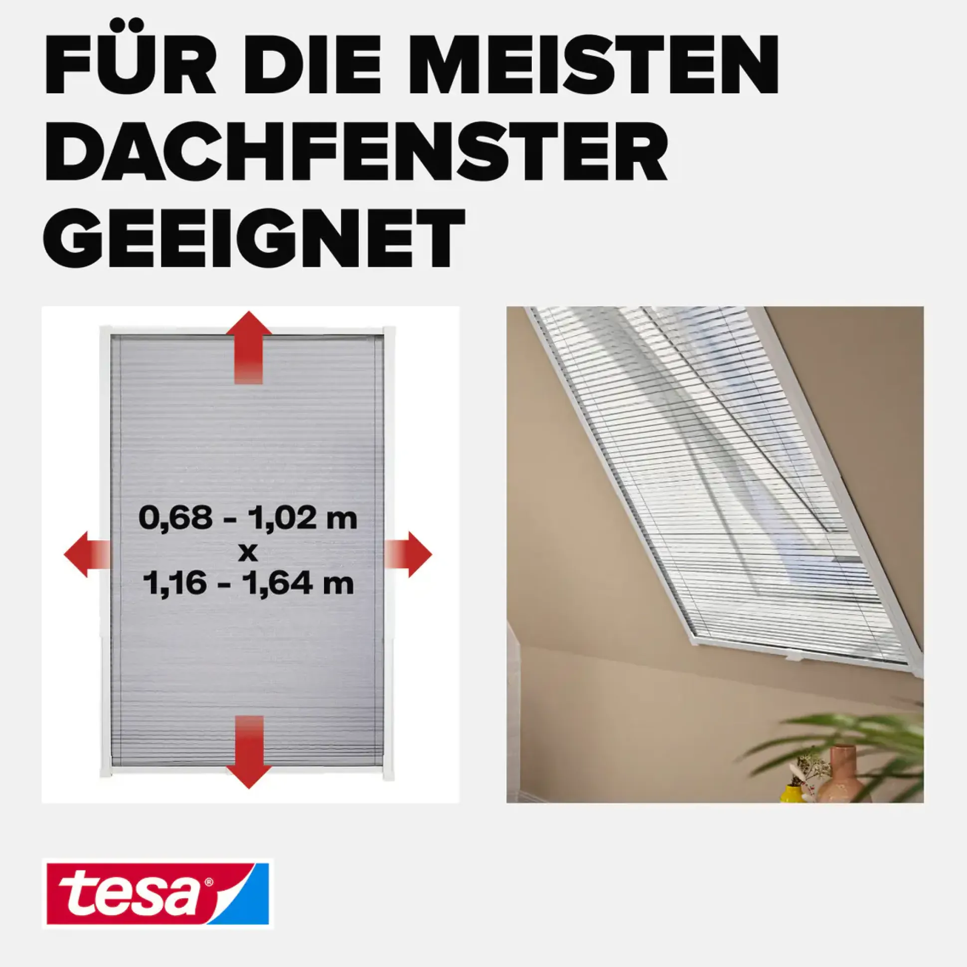 tesa Fliegengitter Alu-Dachfenster Plissee 114 x 160 cm anthrazit