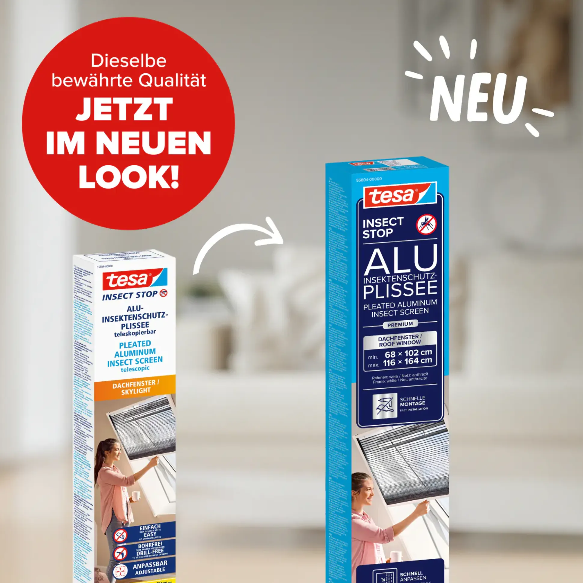 tesa Fliegengitter Alu-Dachfenster Plissee 114 x 160 cm anthrazit