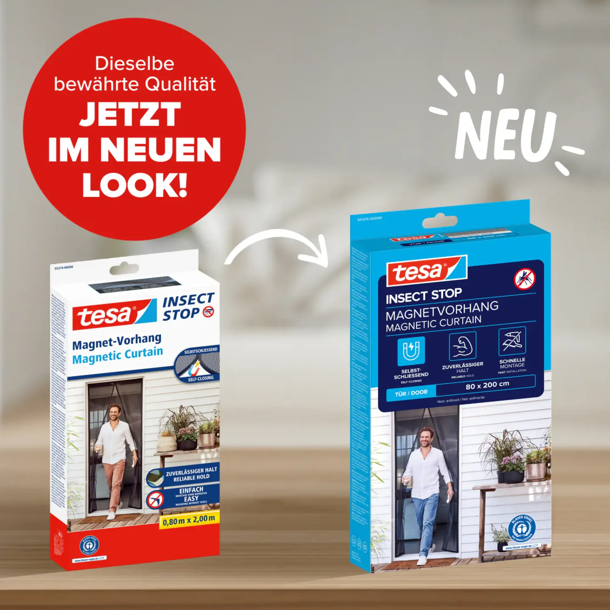 tesa Fliegengitter Magnetvorhang 80 x 200 cm anthrazit