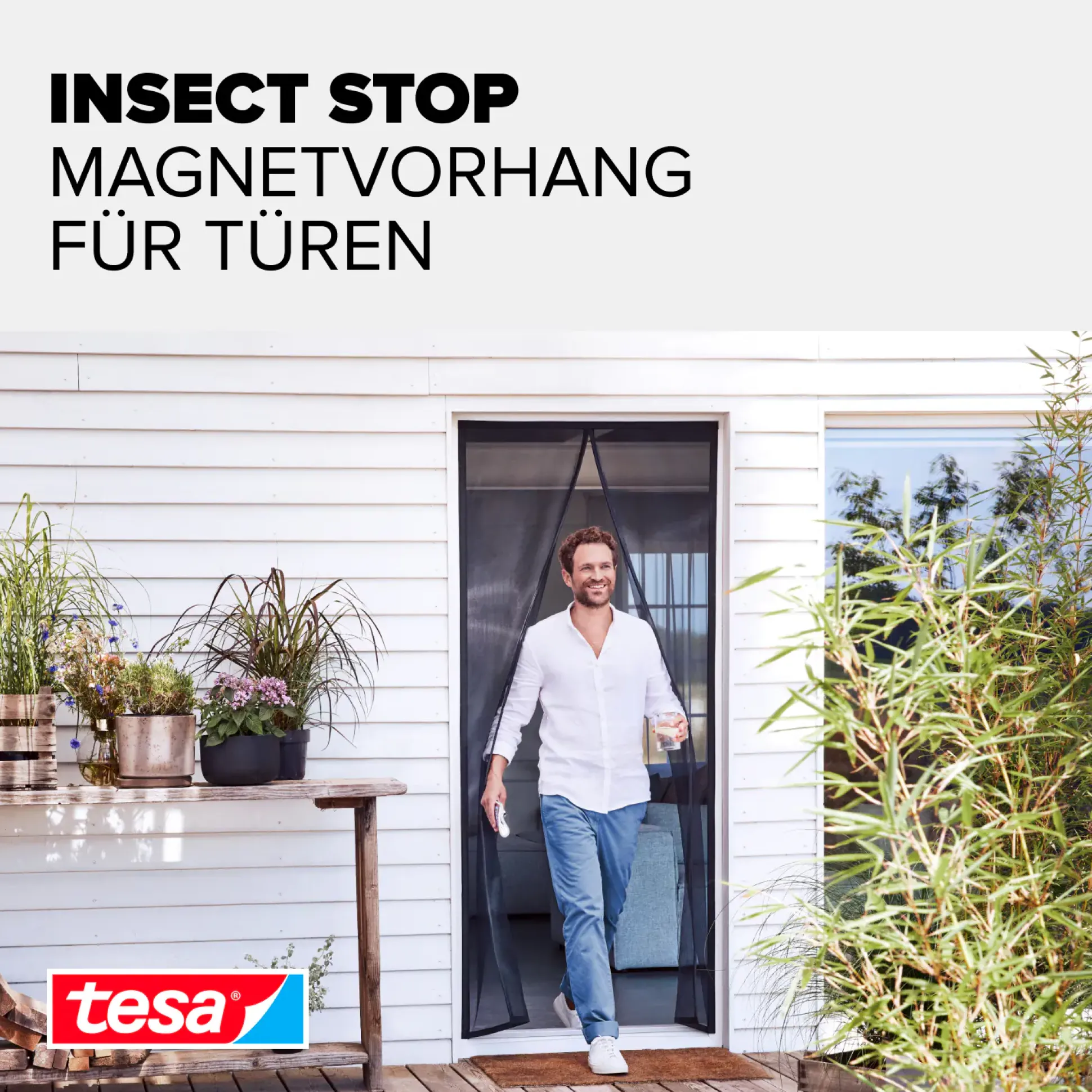 tesa Fliegengitter Magnetvorhang 80 x 200 cm anthrazit