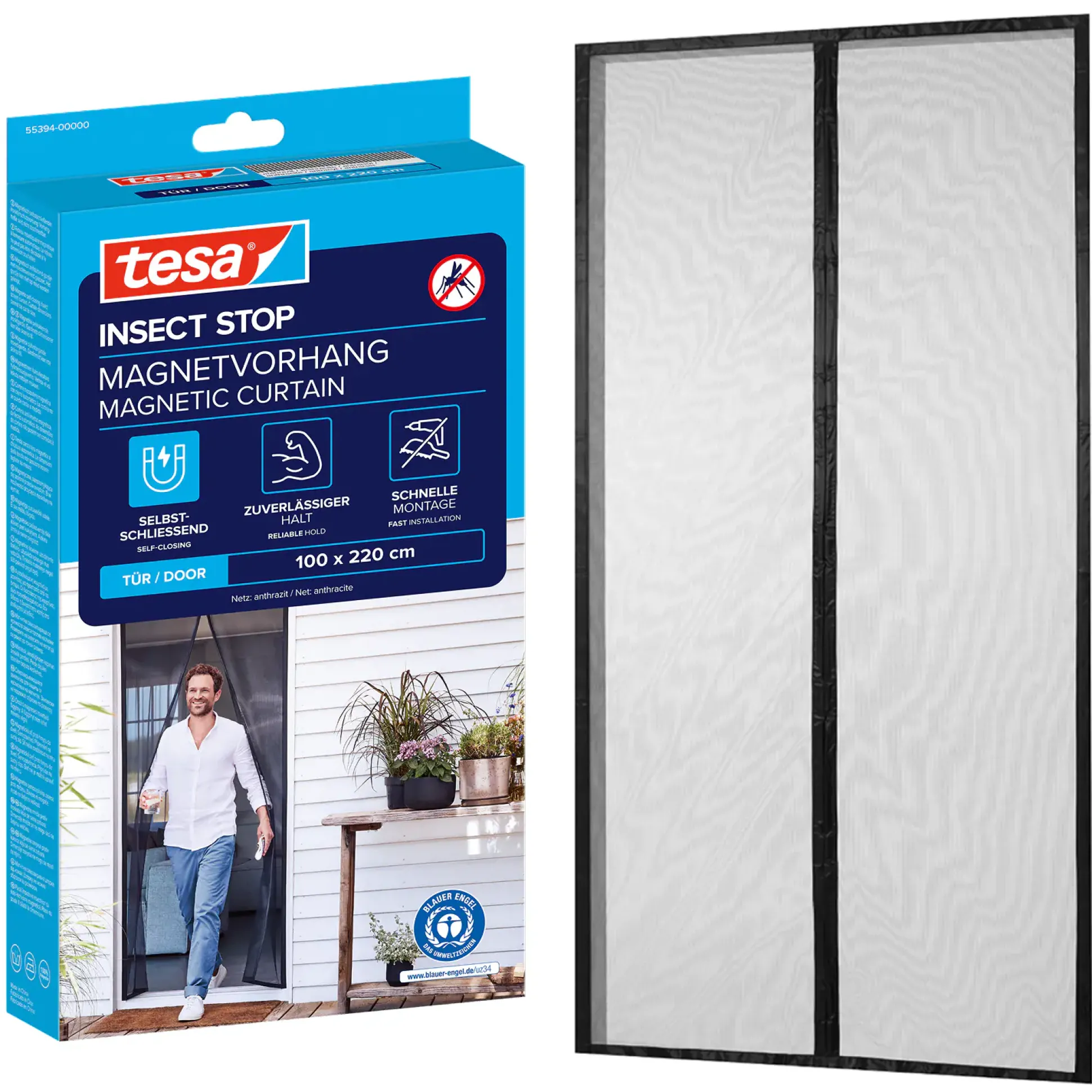 tesa Fliegengitter Magnetvorhang 100 x 220 cm anthrazit
