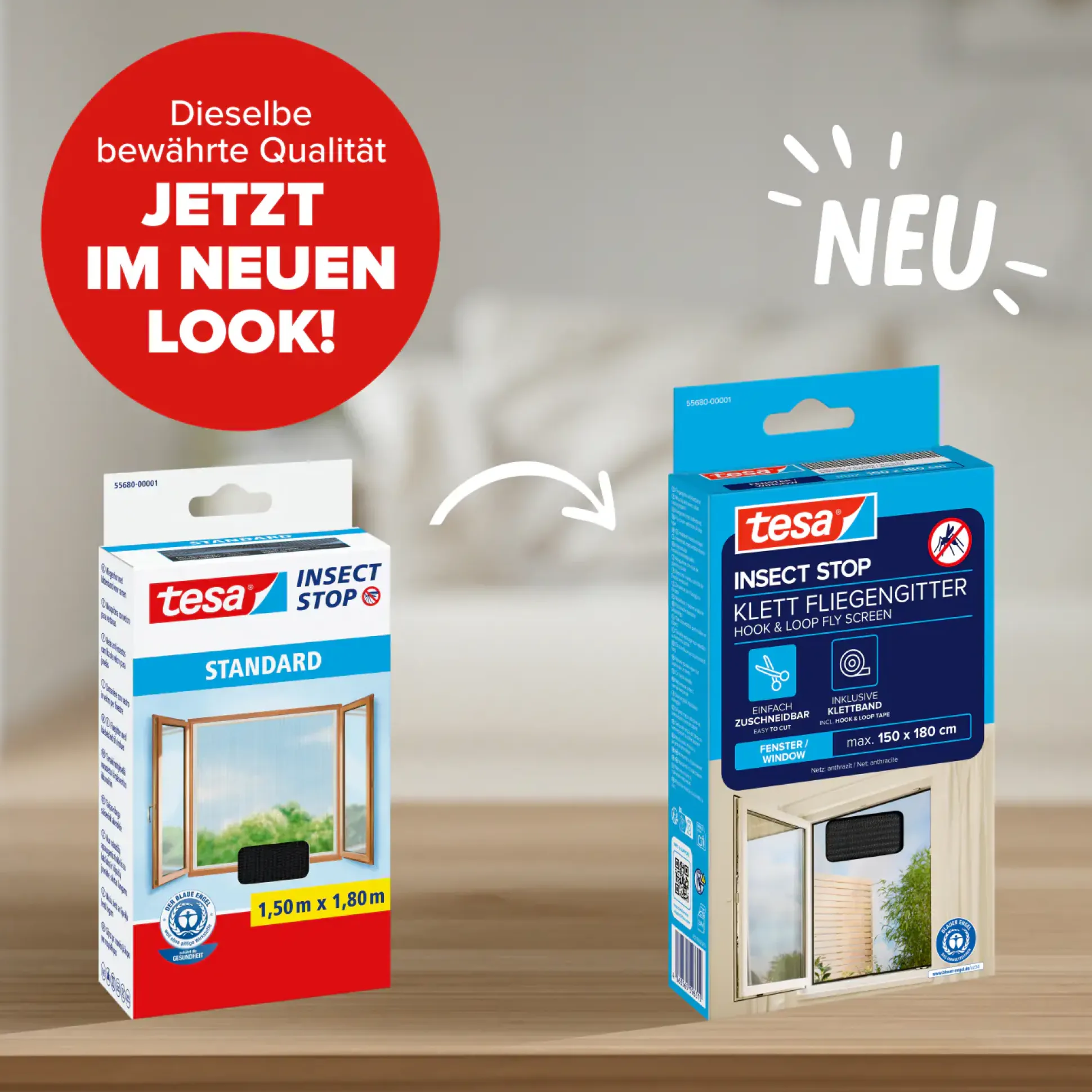 tesa Fliegengitter STANDARD 150 x 180 cm anthrazit individuell kürzbar