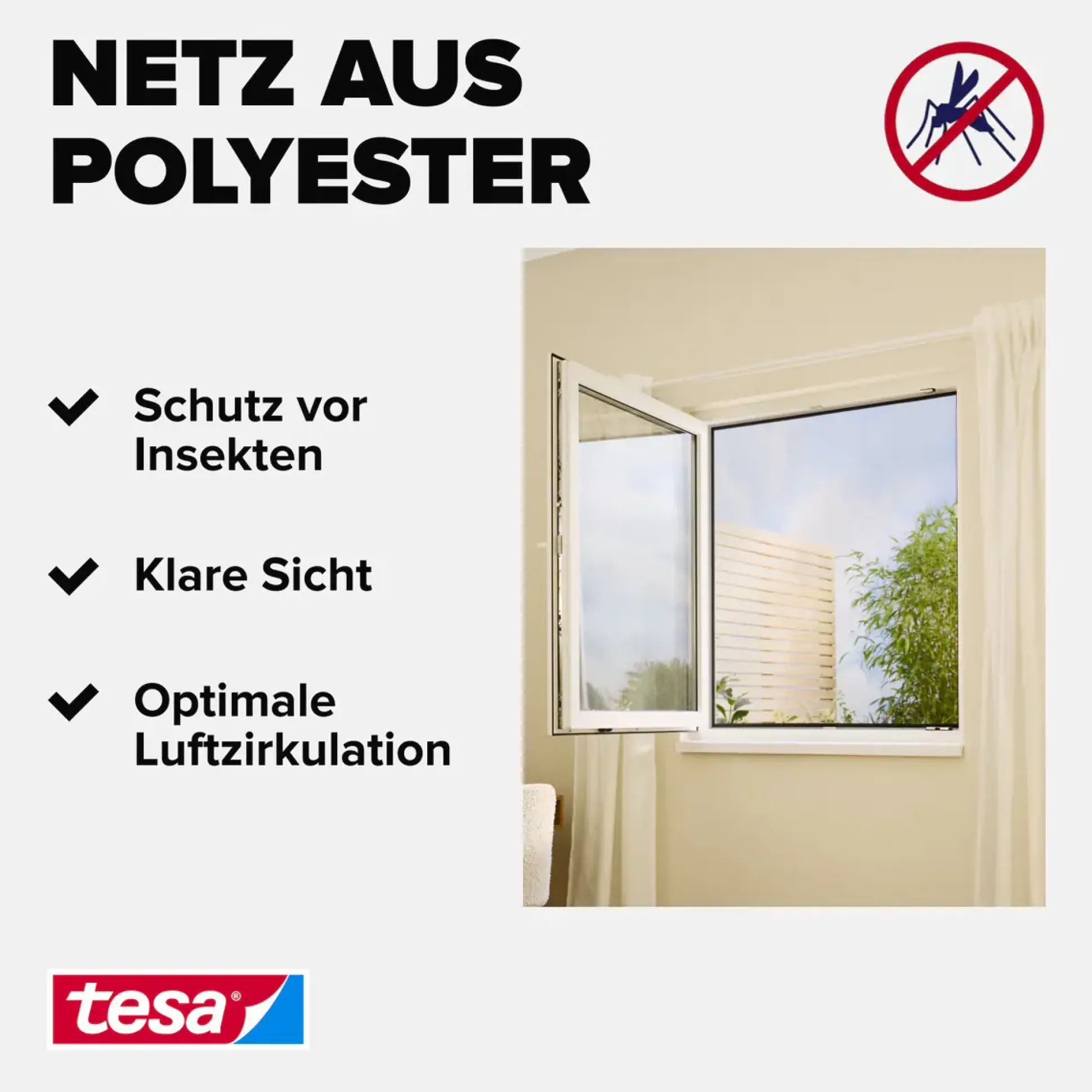 tesa Fliegengitter STANDARD 150 x 180 cm anthrazit individuell kürzbar