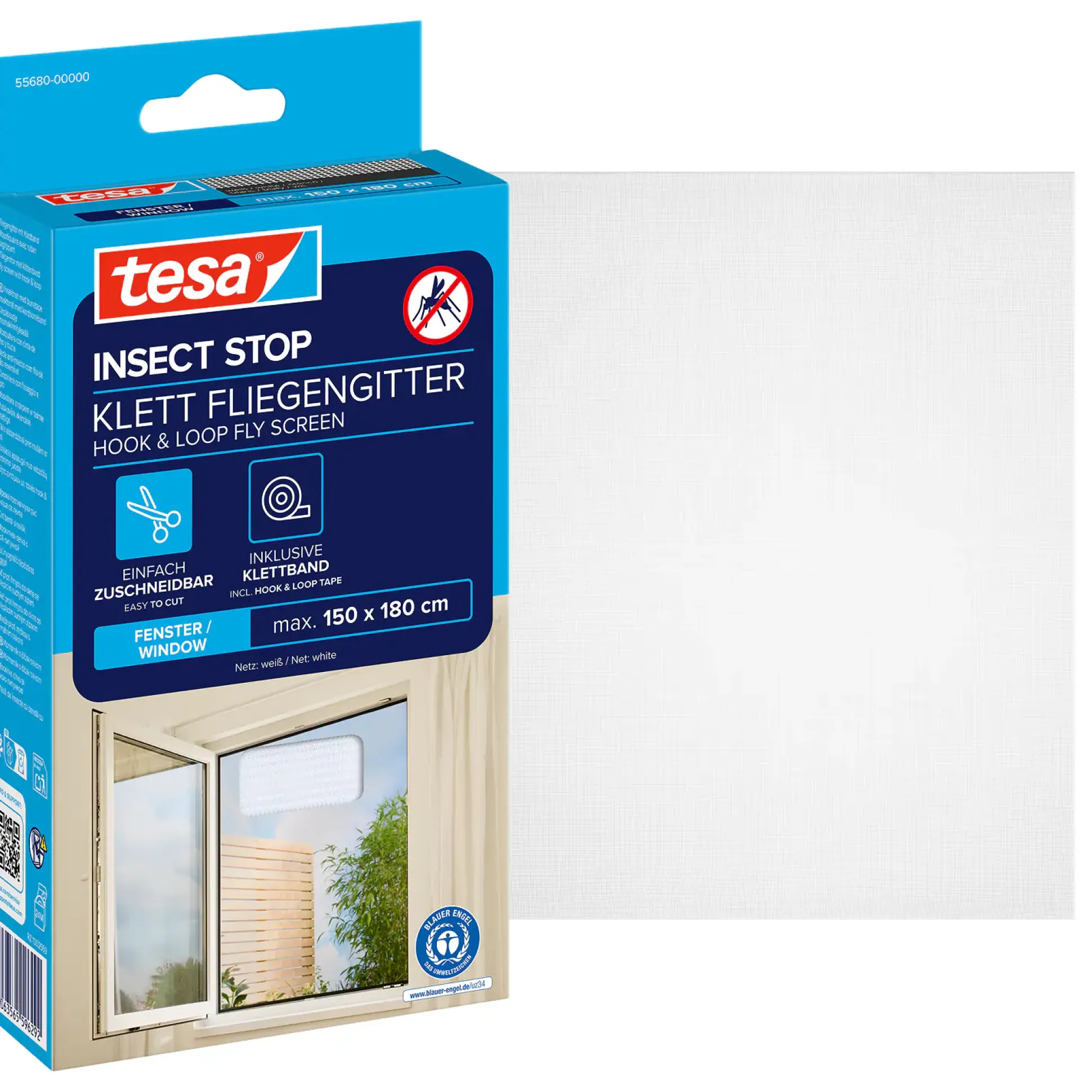 tesa Fliegengitter STANDARD 150 x 180 cm weiß individuell kürzbar