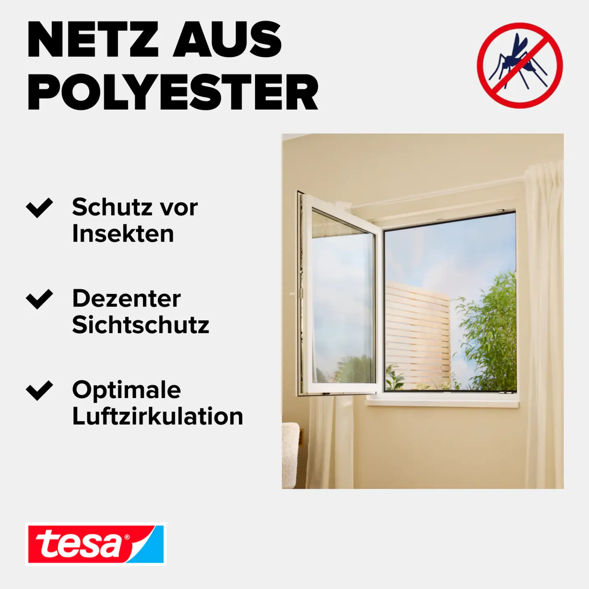 tesa Fliegengitter STANDARD 150 x 180 cm weiß individuell kürzbar