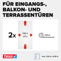 tesa Fliegengitter Tür 65 x 220 cm weiß kürzbar 2 Stück