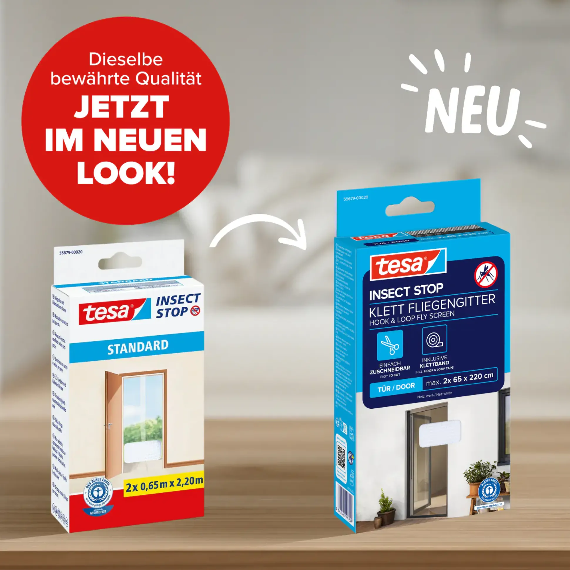 tesa Fliegengitter Tür 65 x 220 cm weiß kürzbar 2 Stück