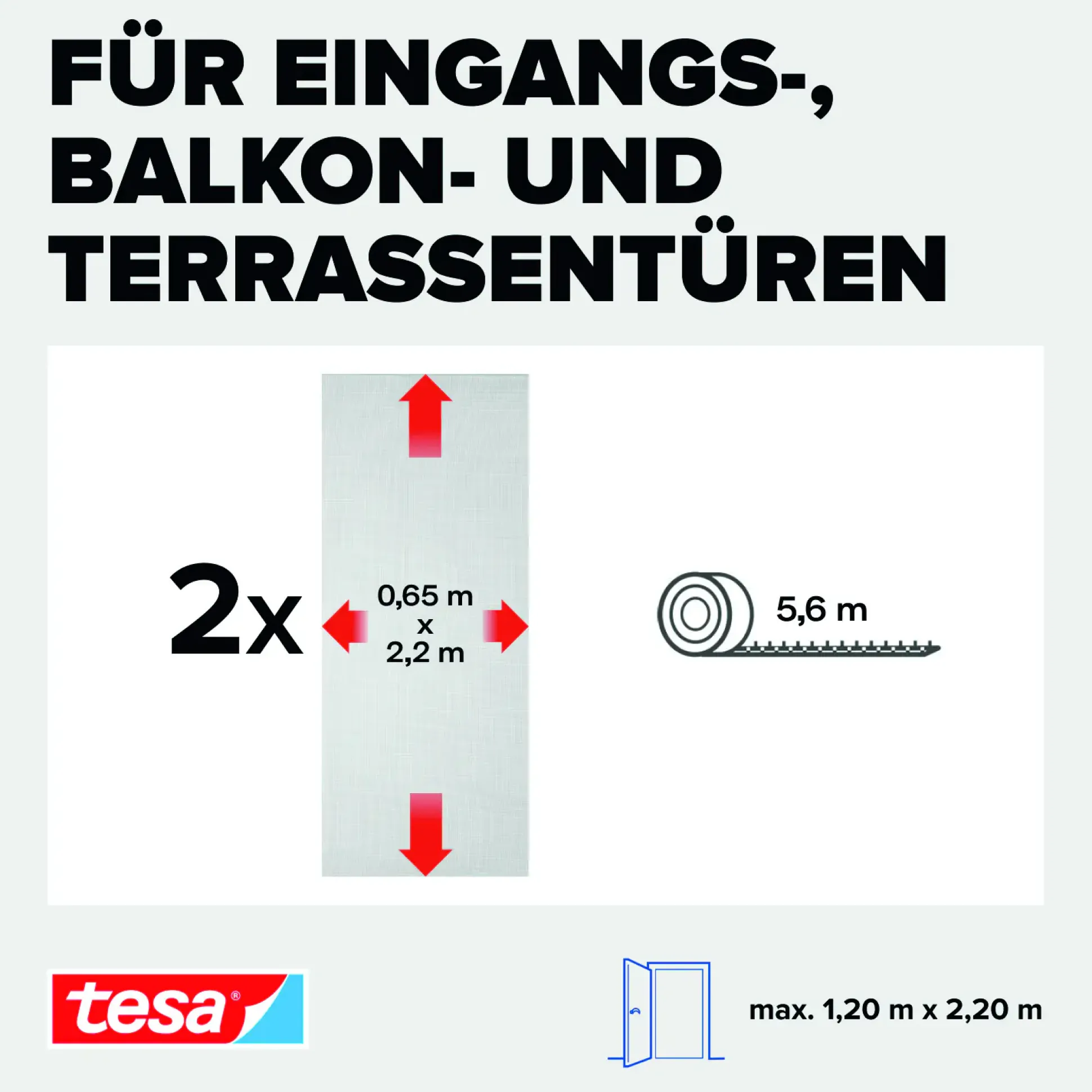tesa Fliegengitter Tür 65 x 220 cm weiß kürzbar 2 Stück