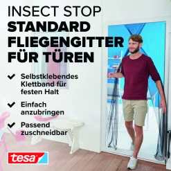 tesa Fliegengitter Tür 65 x 220 cm anthrazit kürzbar 2 Stück