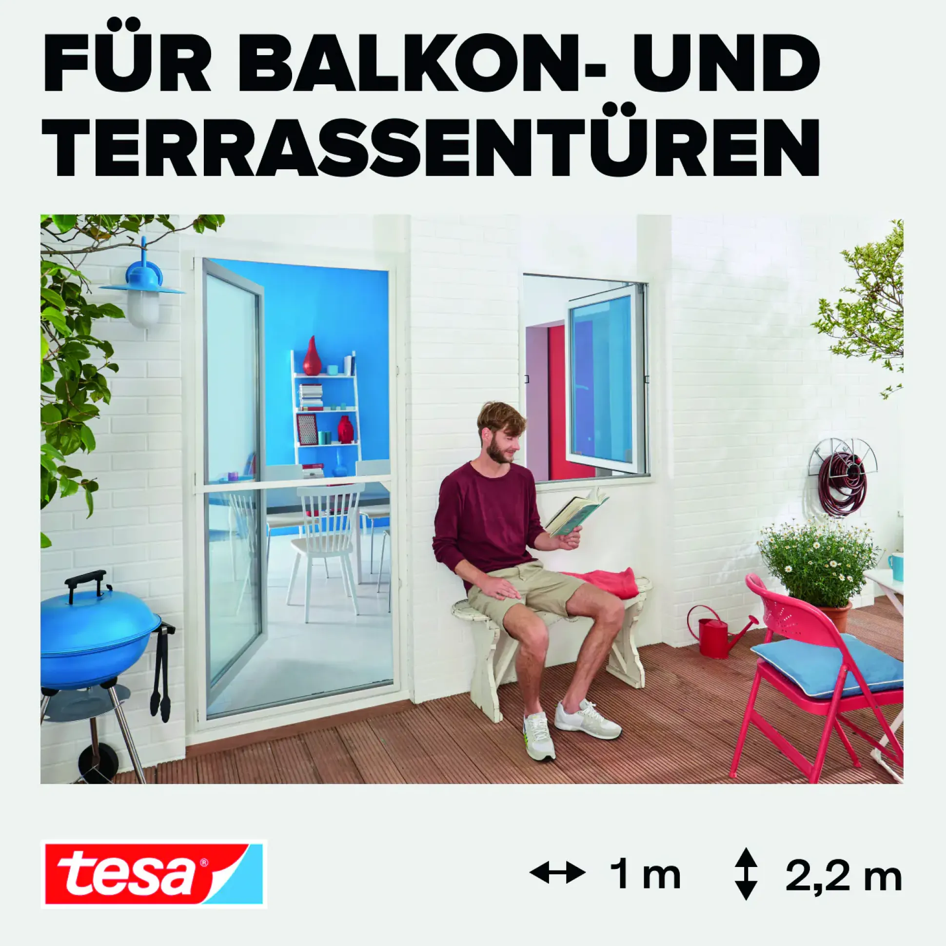 tesa Fliegengitter-Tür Comfort Alurahmen 100 x 220 cm weiß